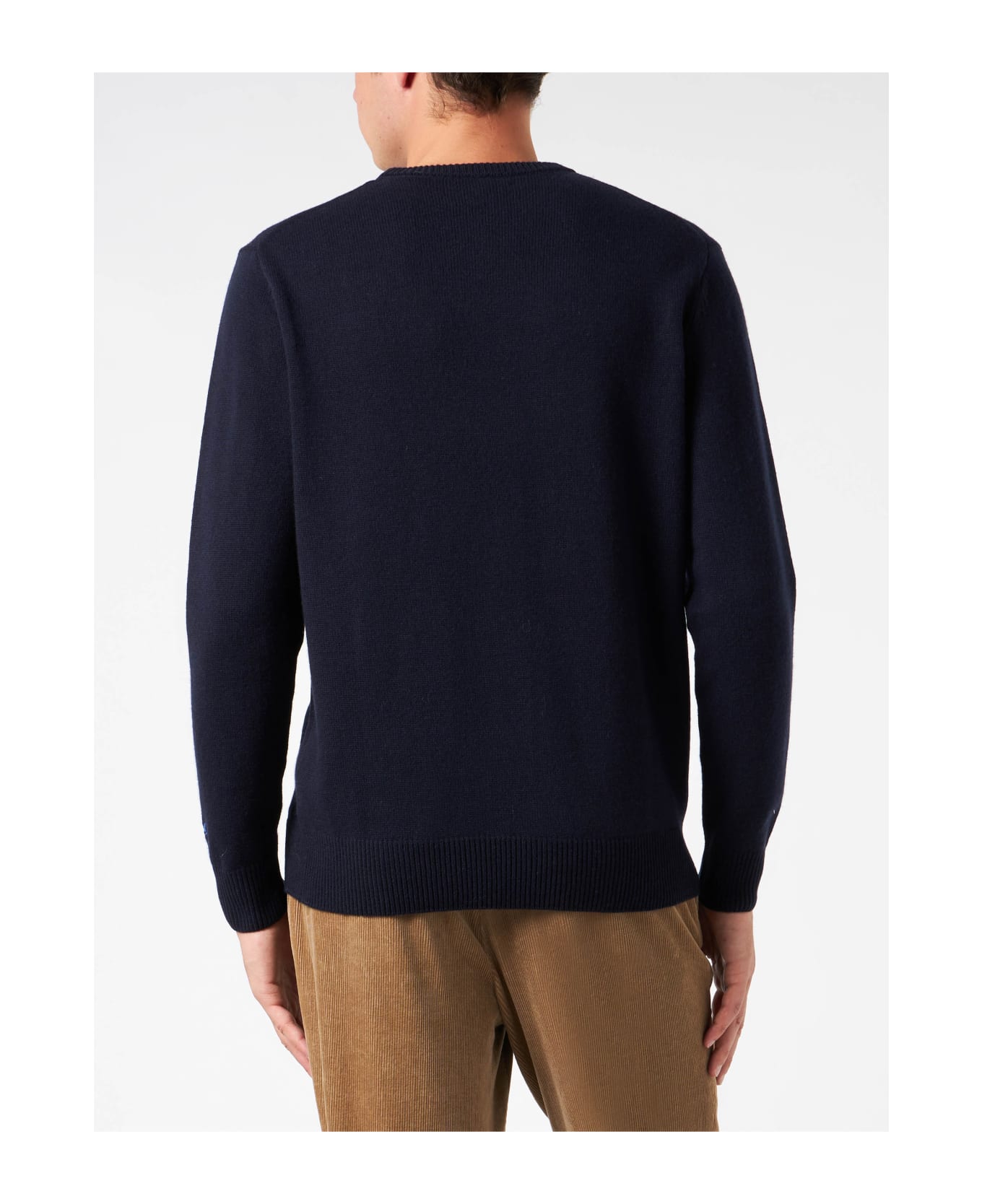 MC2 Saint Barth Man Crewneck Sweater With Non Sarà Un
avventura Embroidery | Niki Dj Special Edition - BLUE
