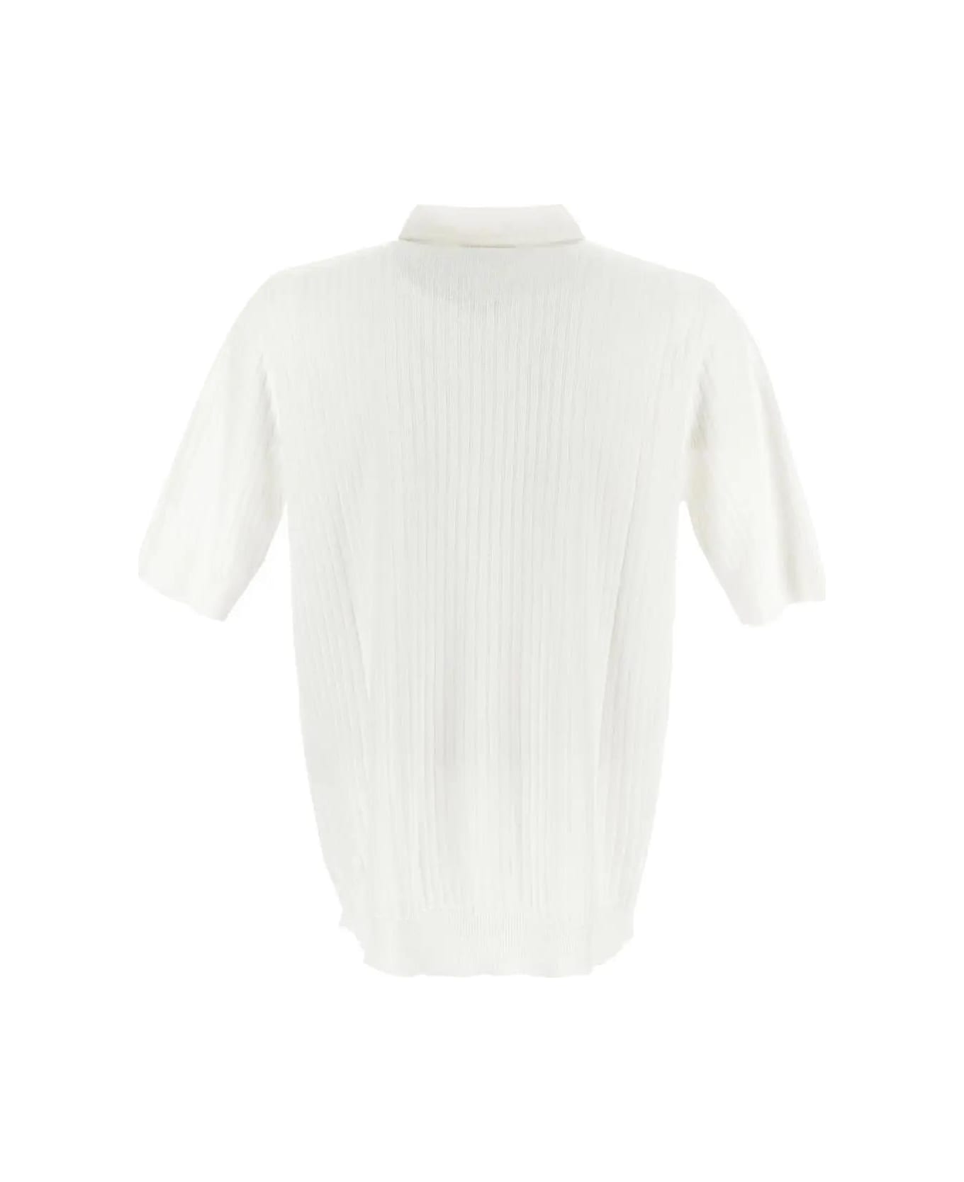 Lardini Ribbed Polo - White ポロシャツ