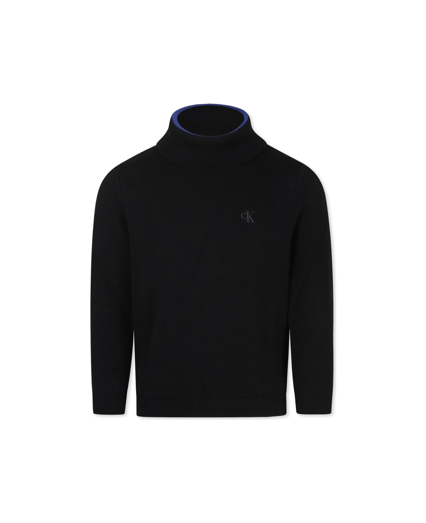 Calvin Klein Black Cotton Turtleneck For Boy With Logo - Black