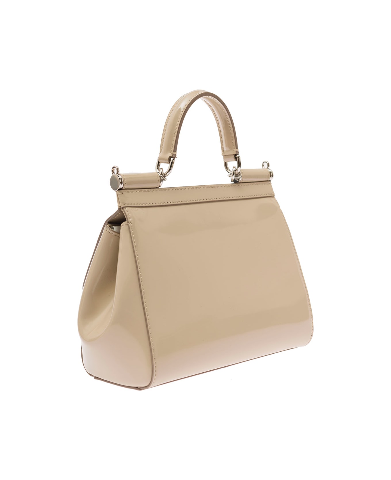 Dolce & Gabbana Beige Sicily Medium Handbag In Shiny Leather Woman - Beige トートバッグ