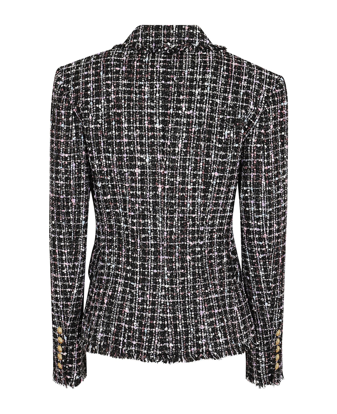 Balmain Double-breasted Tweed Slim Jacket - Eah Noir Multico