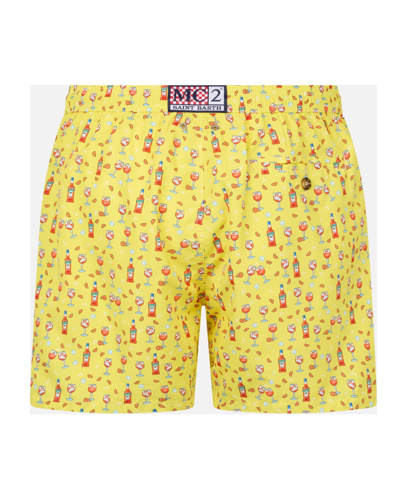 MC2 Saint Barth Man Lightweight Fabric Swim-shorts Lighting Micro Fantasy With Aperol Spritz Print | Aperol Special Edition - YELLOW