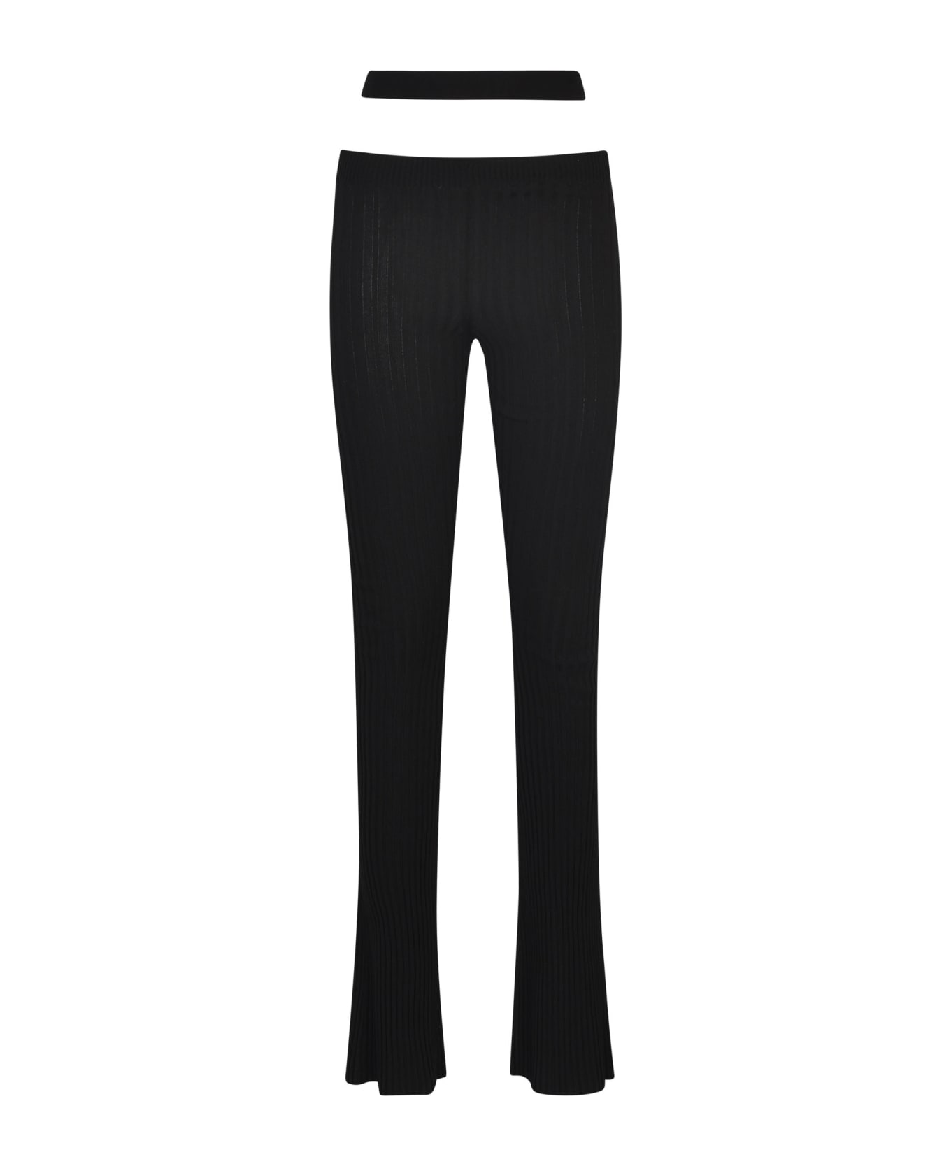 ANDREĀDAMO Ribbed Knit Flare Trousers - Black