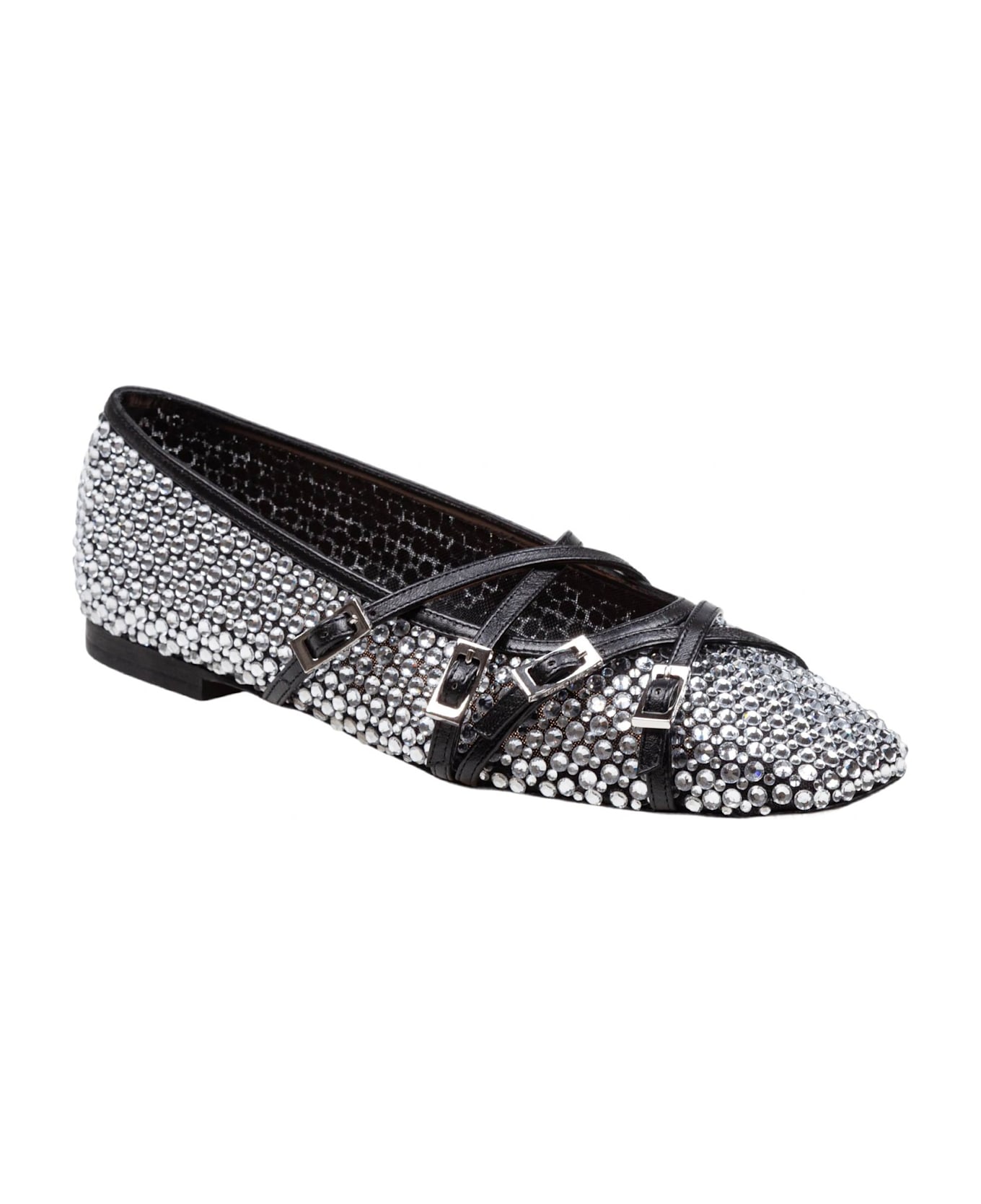 Mach & Mach Mesh Ballerina With Applied Crystals - Black