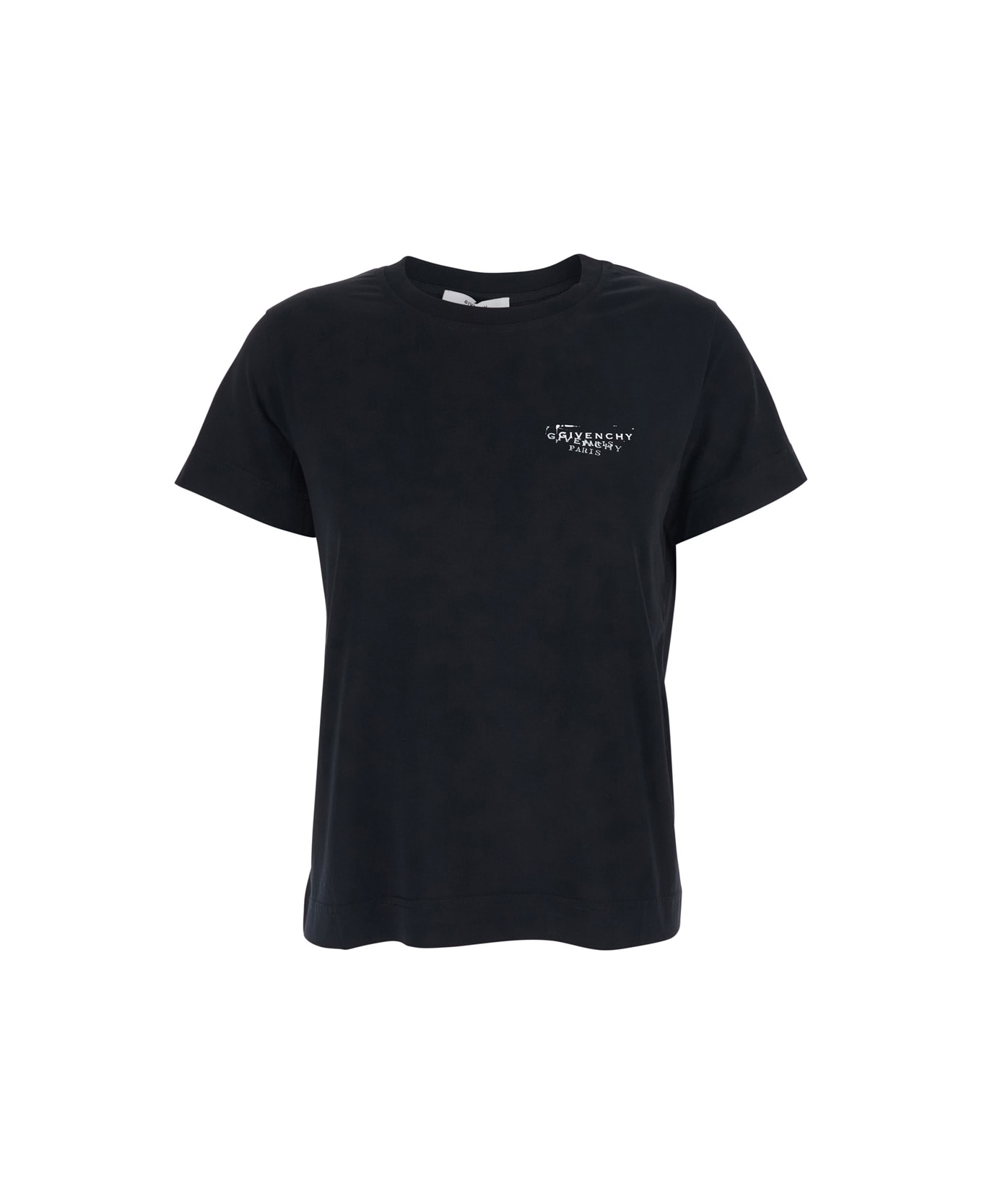 Givenchy Black Crew Neck T-shirt With Logo On Front And Back In Cotton Woman - Black