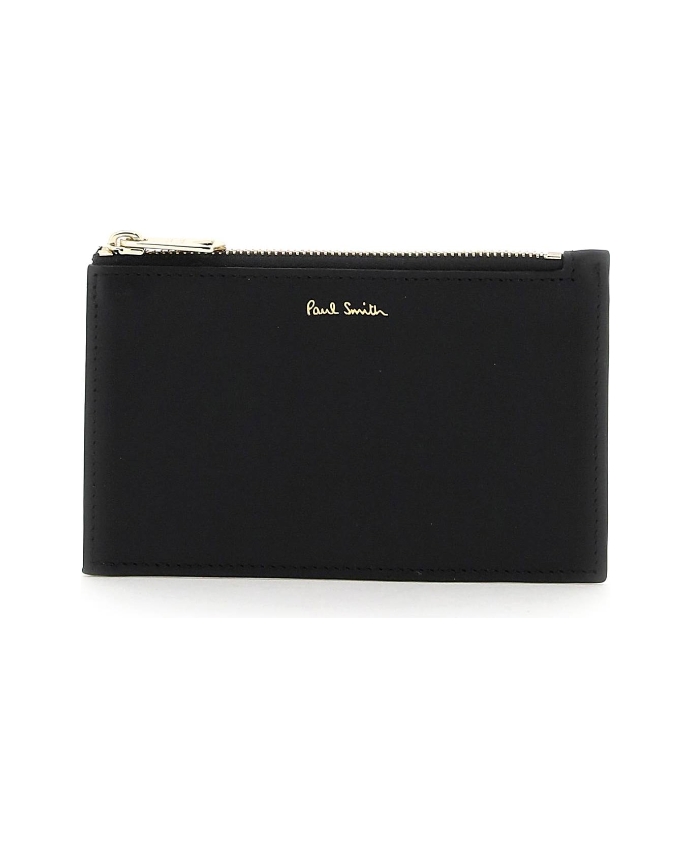 Paul Smith Signature Stripe Leather Card Holder - BLACK 財布