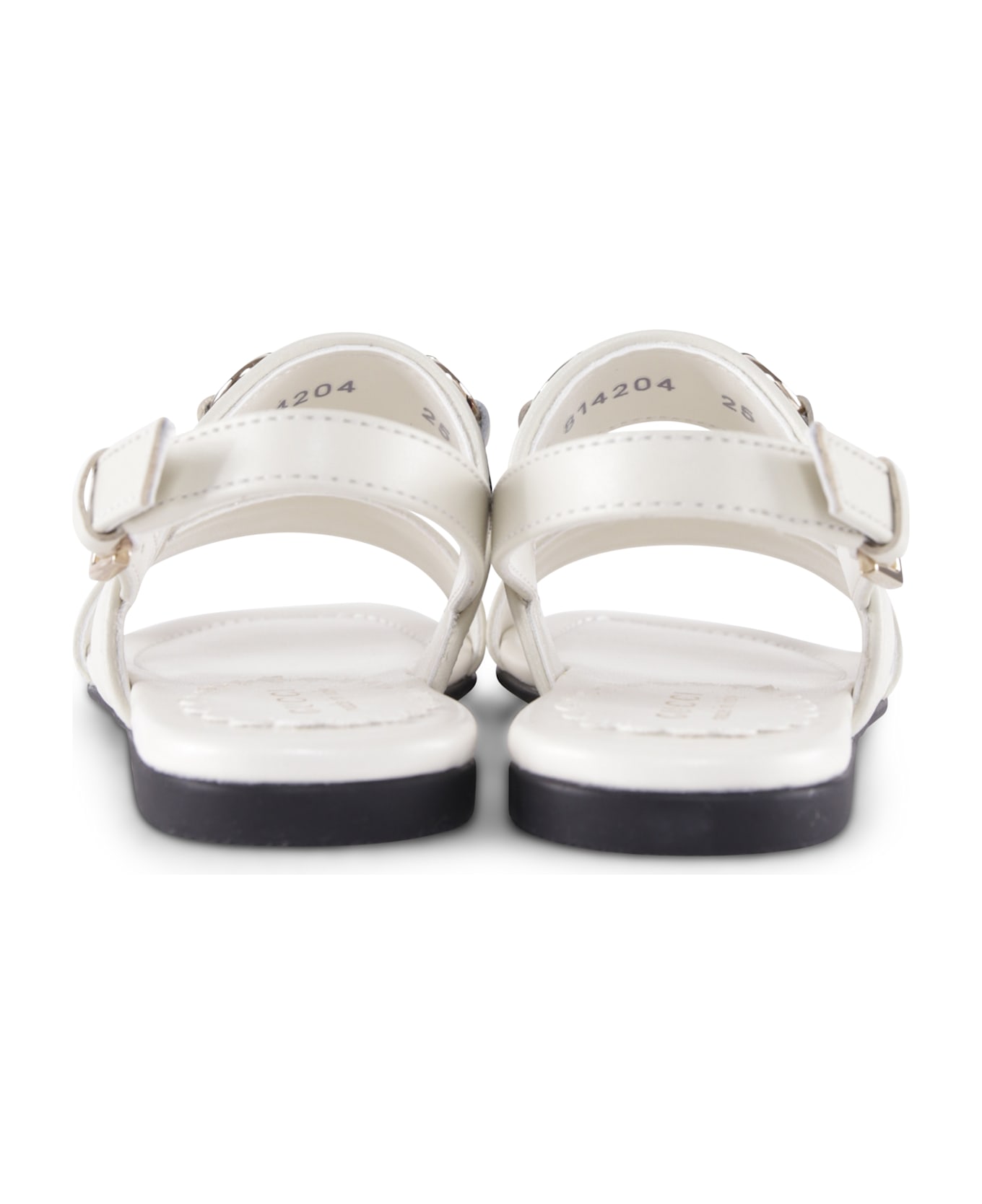 Gucci White Sandals For Girl With Iconic Web Detail - White