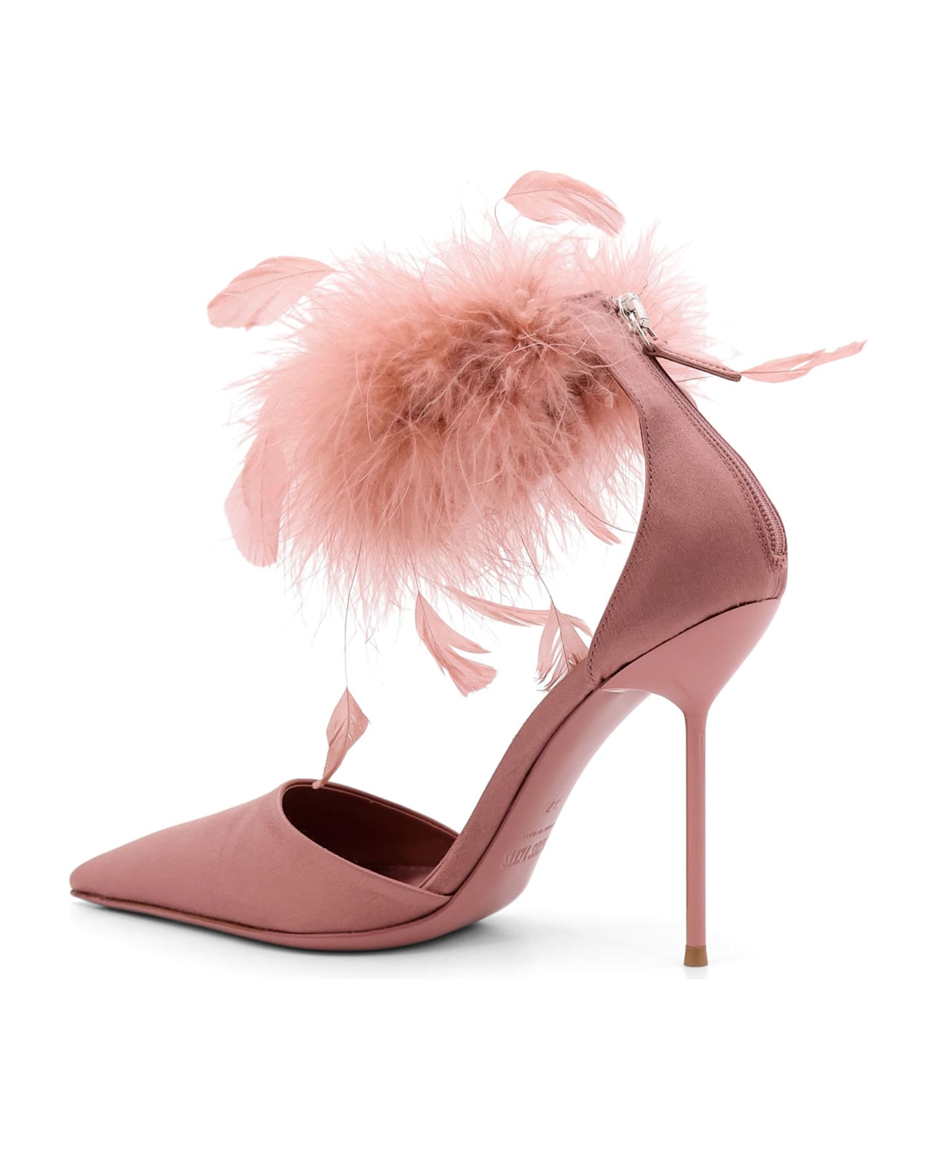 Paris Texas Lidia Satin Sandals With Feather Detail - Pink