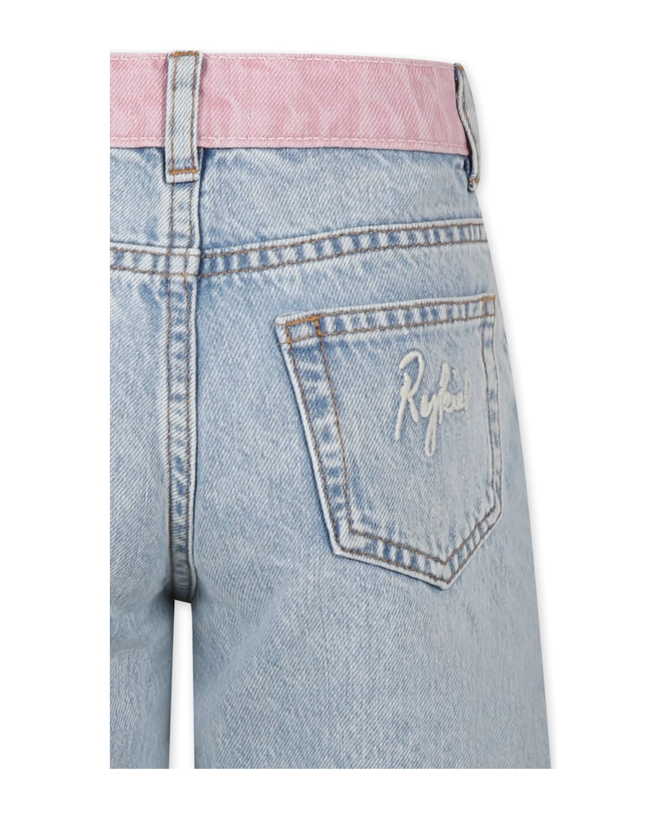 Rykiel Enfant Denim Jeans For Girl With Logo - Denim