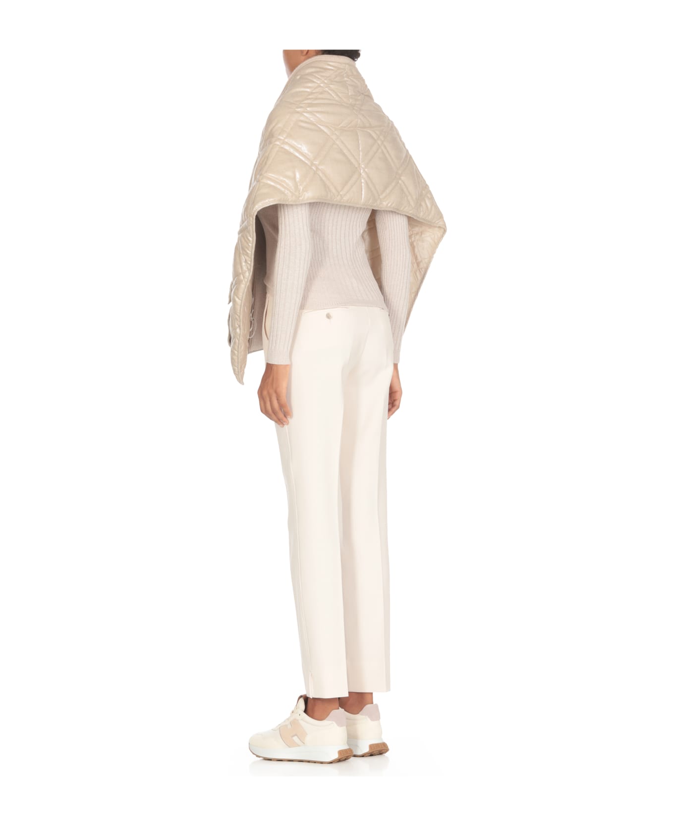 Peserico Reversible Padded And Quilted Cape - Beige