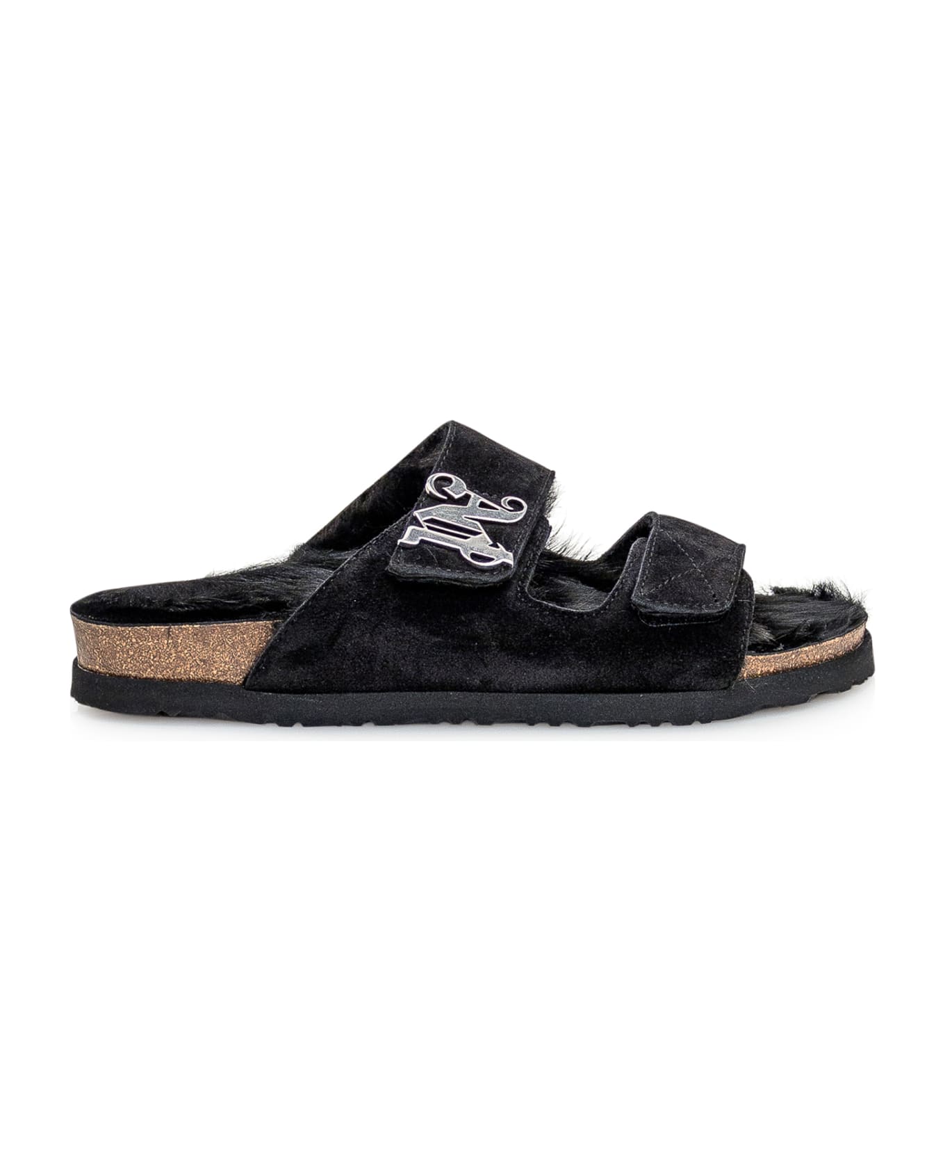 Palm Angels Slippers With Logo - BLACK