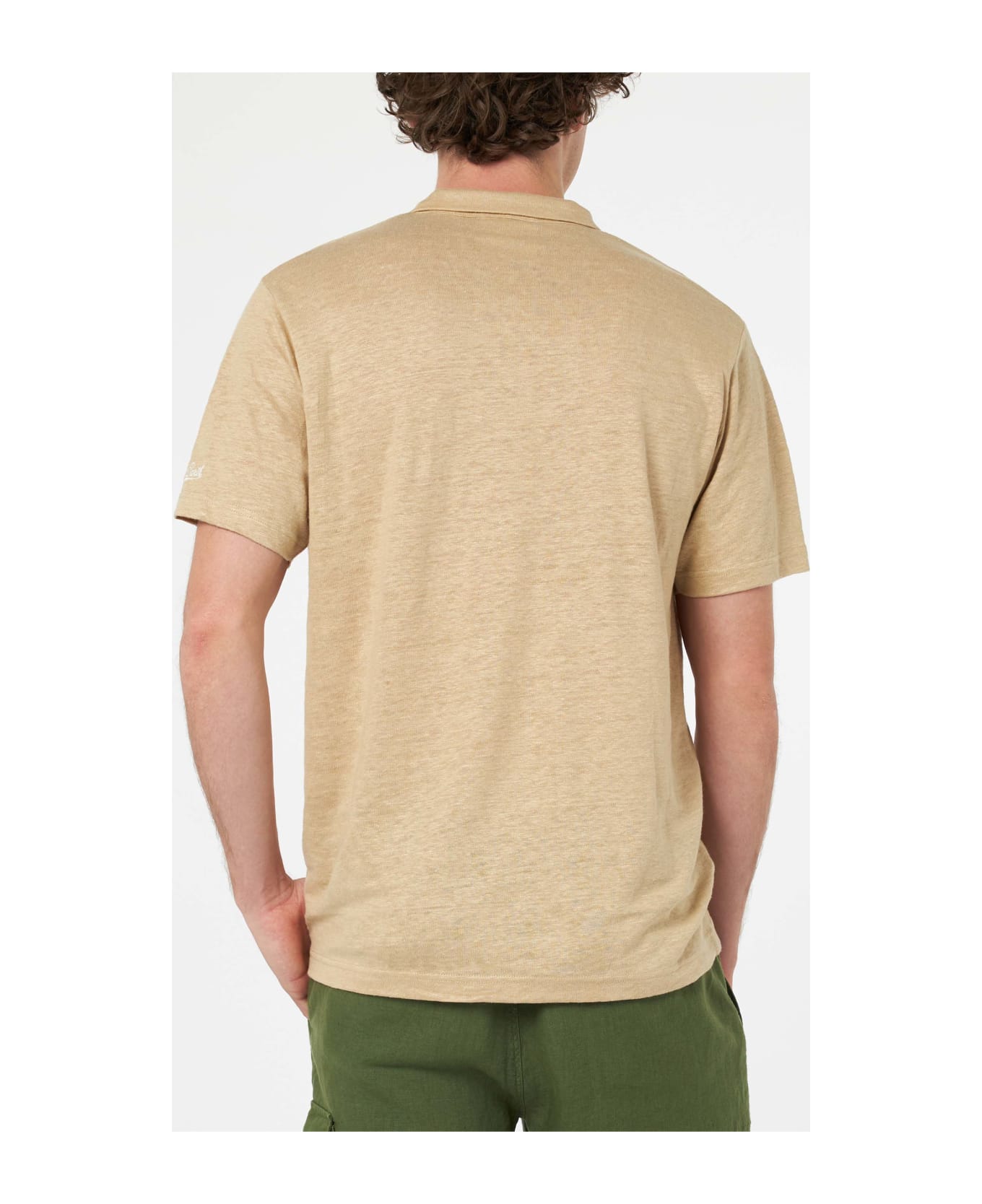 MC2 Saint Barth Beige Linen Buttonless Polo Shirt Fraser - WHITE