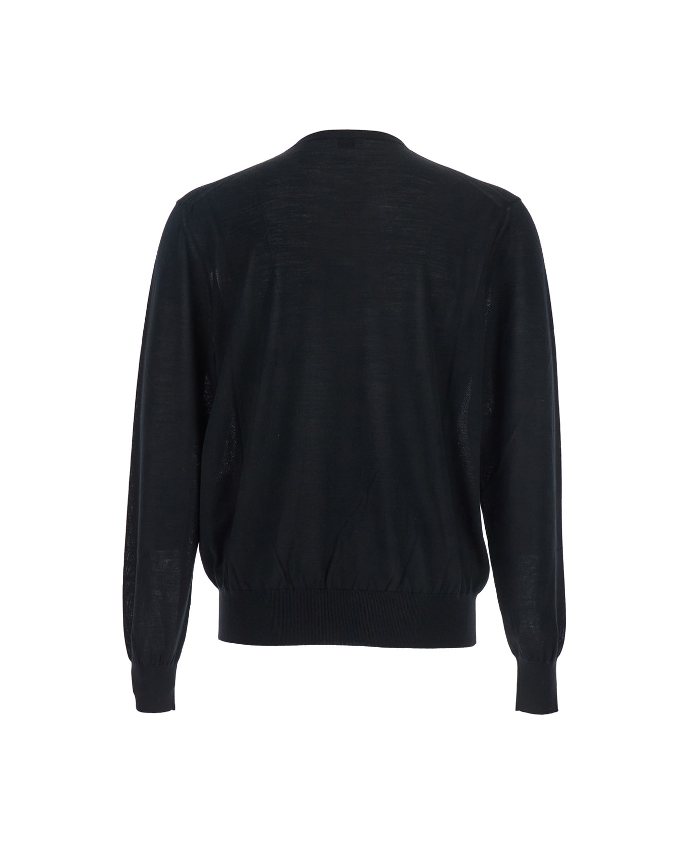 Saint Laurent Black Crewneck Sweater With Cassandre In Cashmere Man - Black