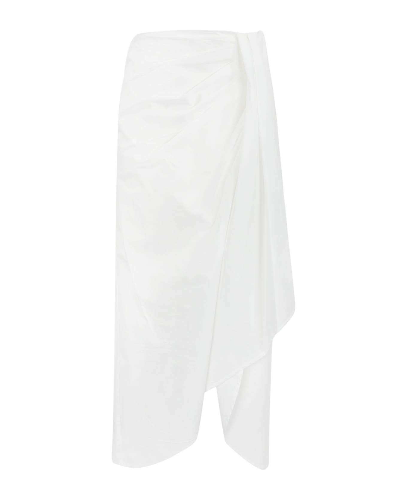 TwinSet Asymmetric Poplin Skirt - BIANCO OTTICO