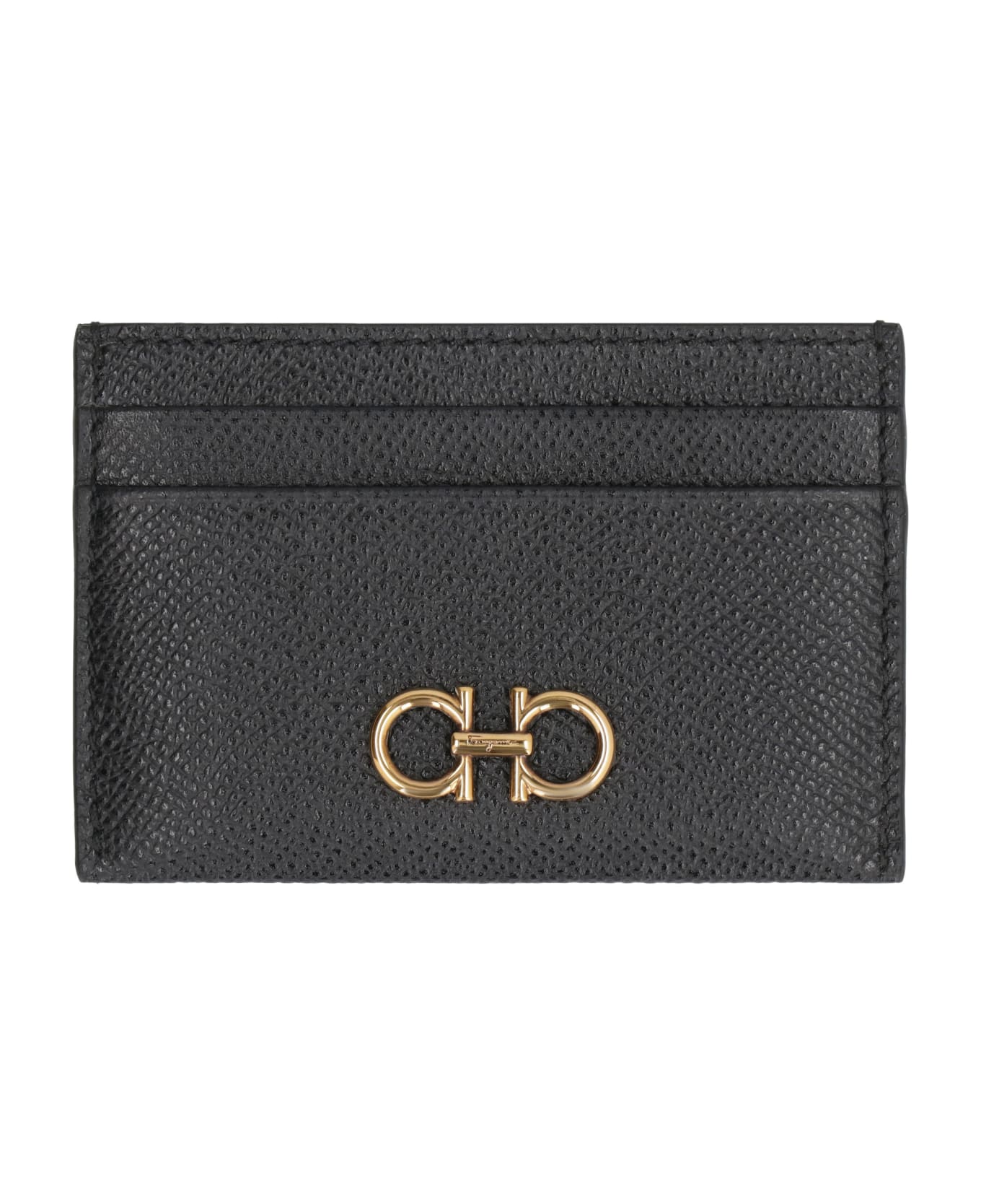 Ferragamo Gancini Leather Card Holder - black