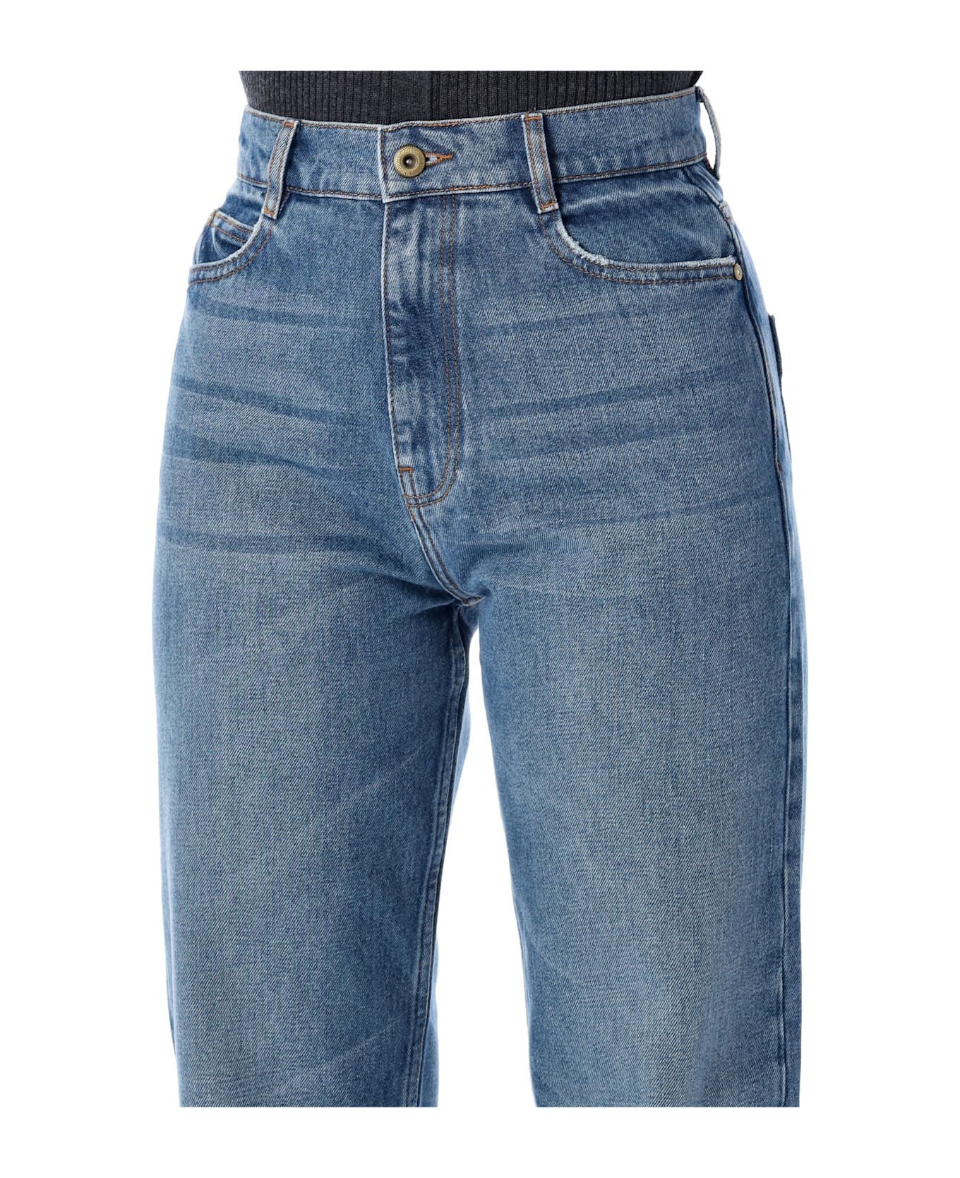 Sessùn Blue Stonewash Straight-leg Jeans With Relaxed Fit - STONE BLUE