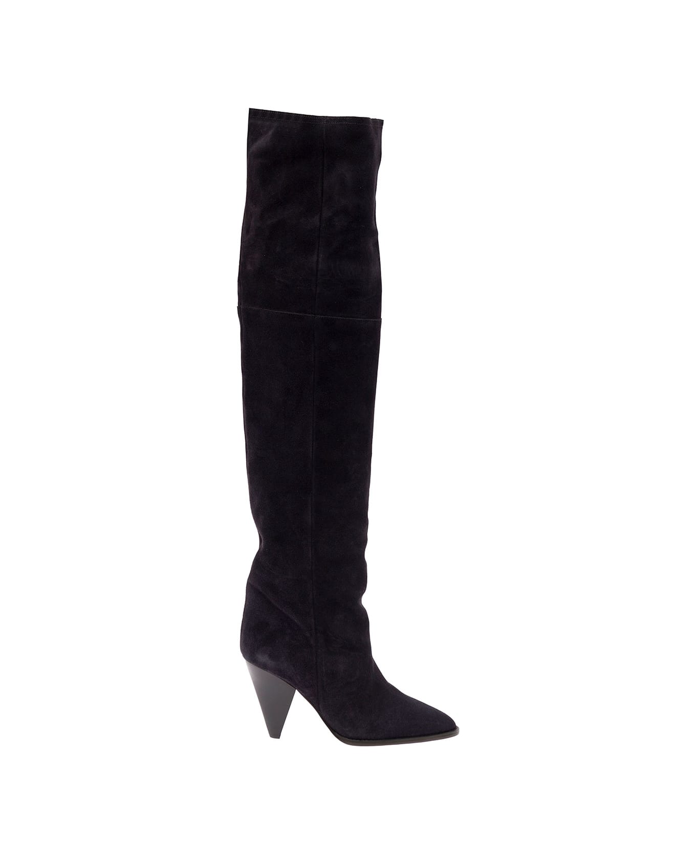 Isabel Marant Riria Black Cuissardes In Suede With Conical Heel Woman ブーツ