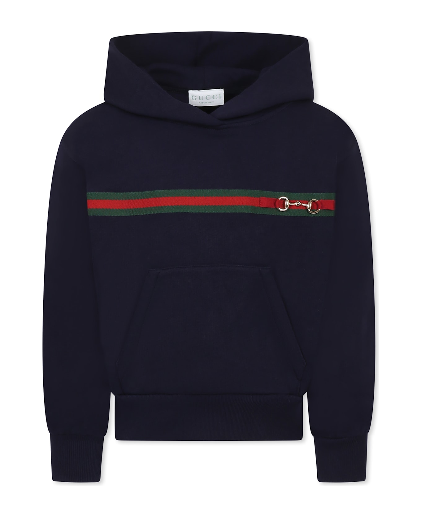 Gucci Blue Sweatshirt For Kids With Horsebit - Blue