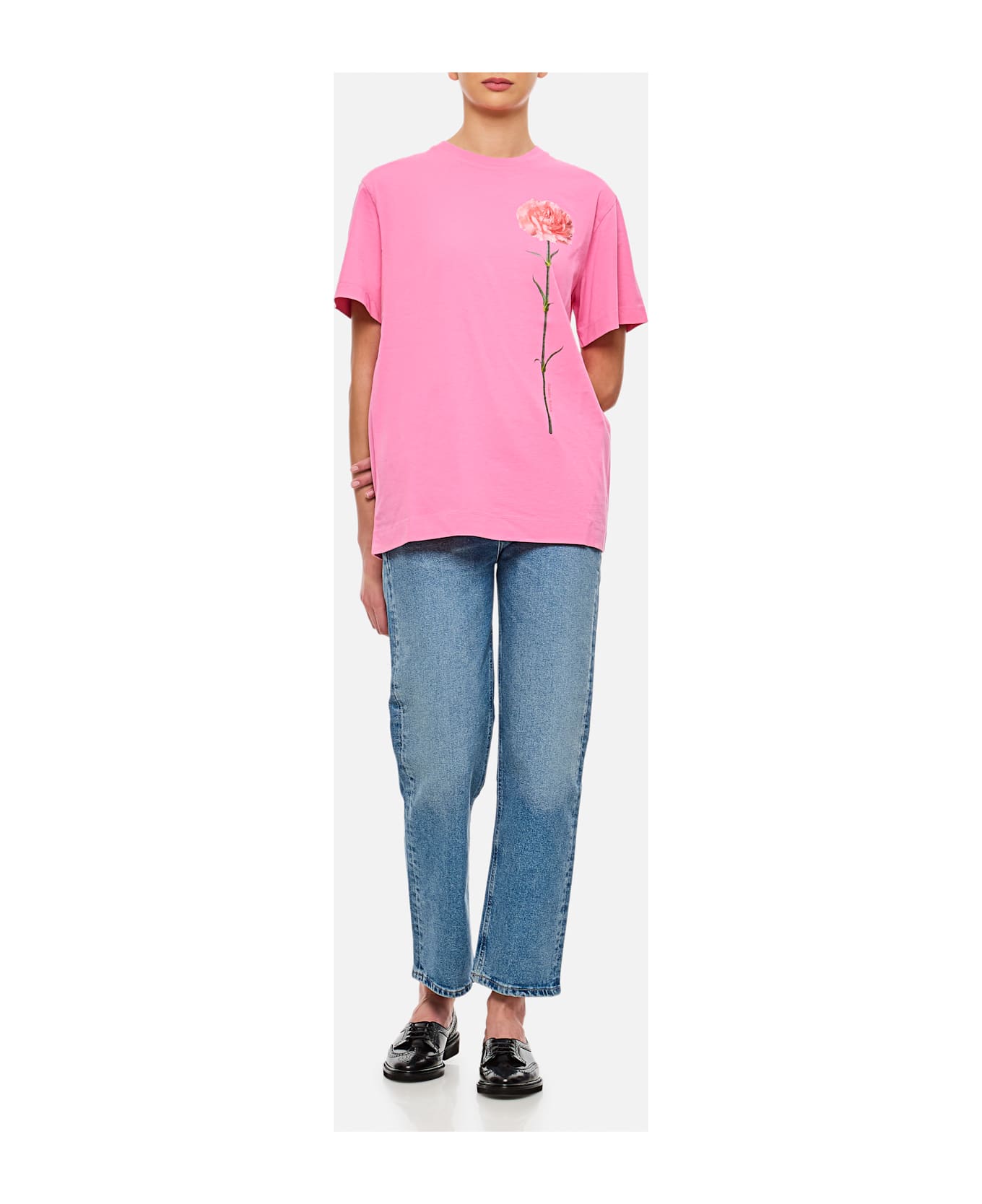 Simone Rocha Carnation Print T-shirt - Pink