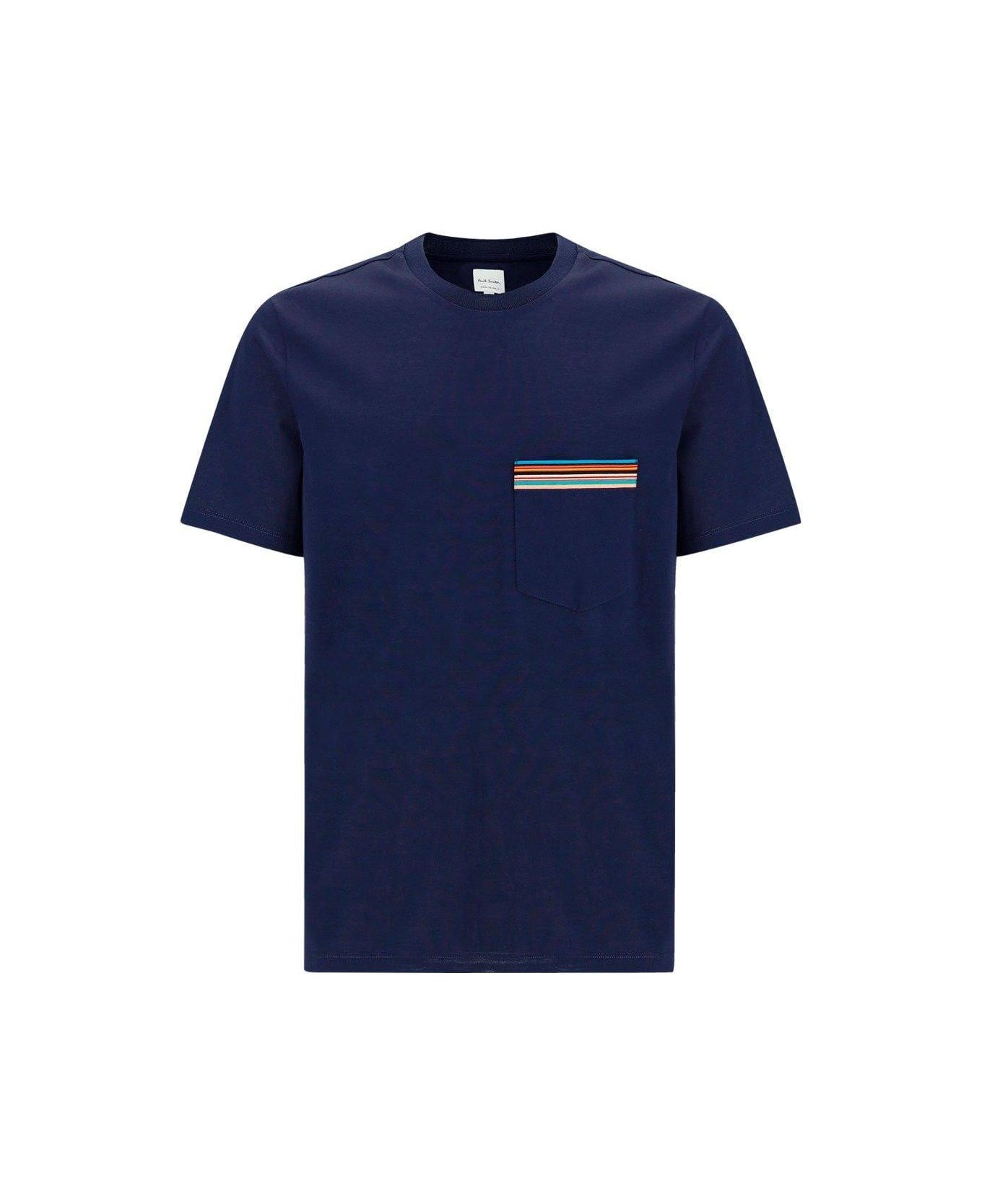 Paul Smith Stripe Printed Crewneck T-shirt - BLUE シャツ