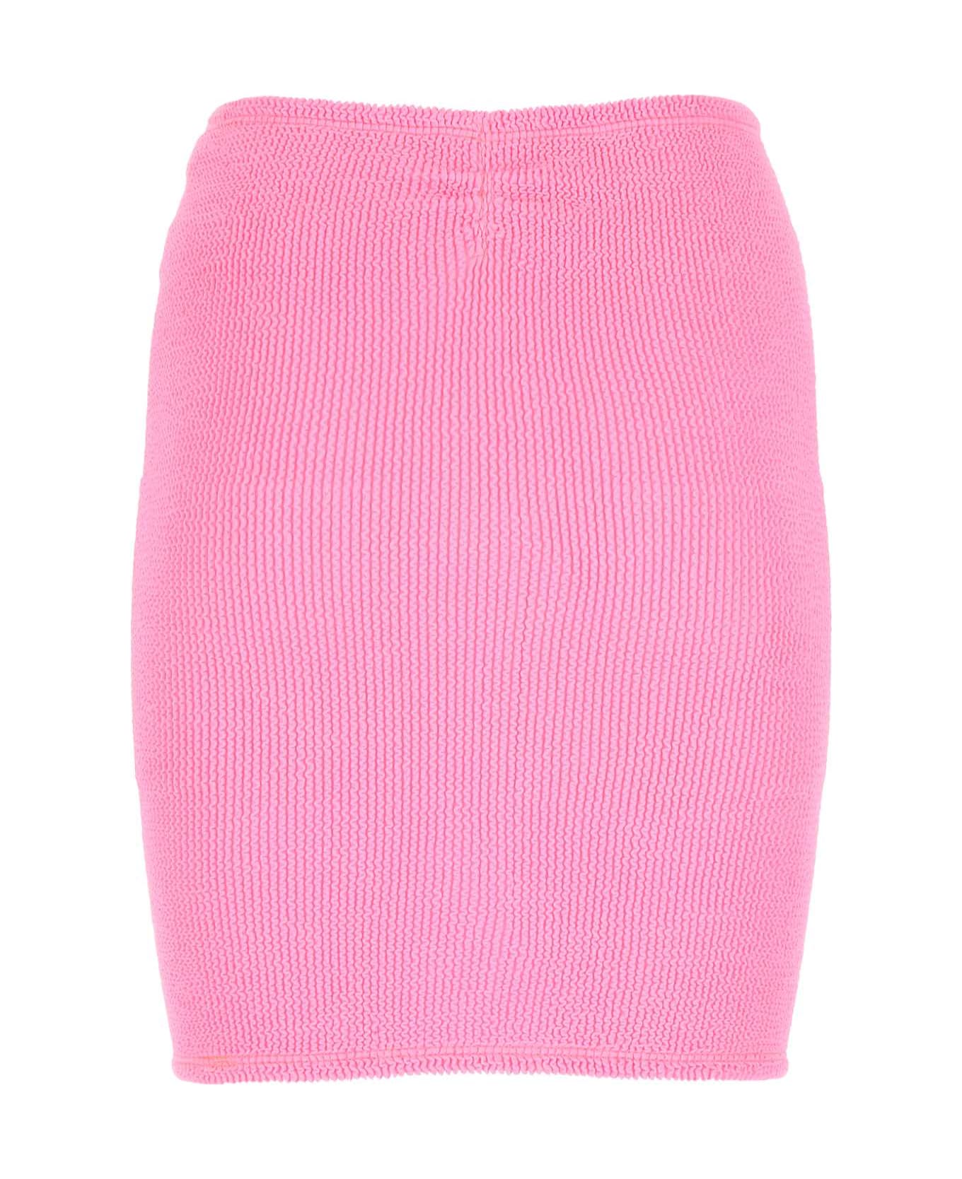 Hunza G Fluo Pink Stretch Nylon Mini Skirt - BUBBLEGUM