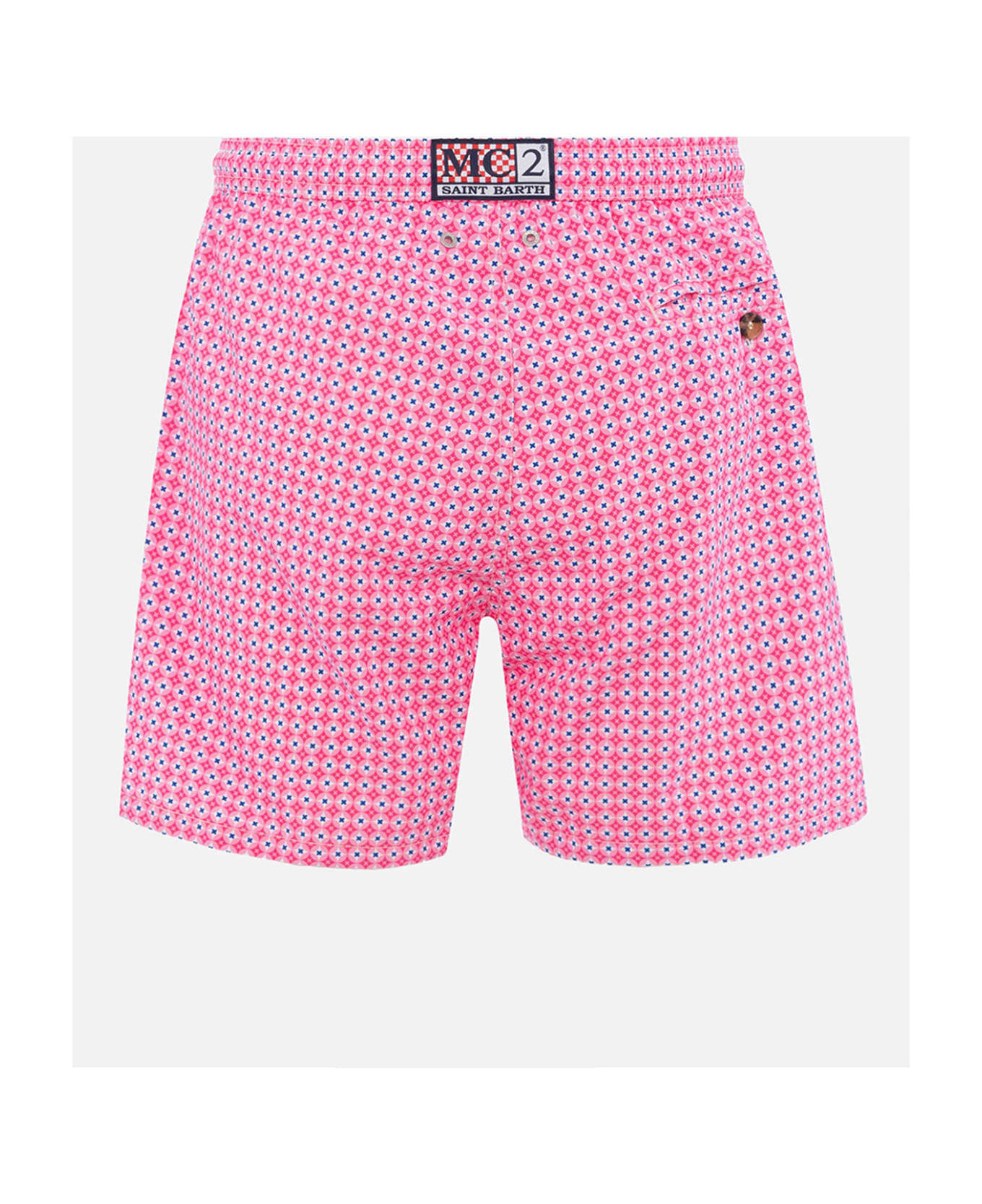 MC2 Saint Barth Man Lightweight Fabric Swim-shorts Lighting Micro Fantasy With Tie Print - PINK
