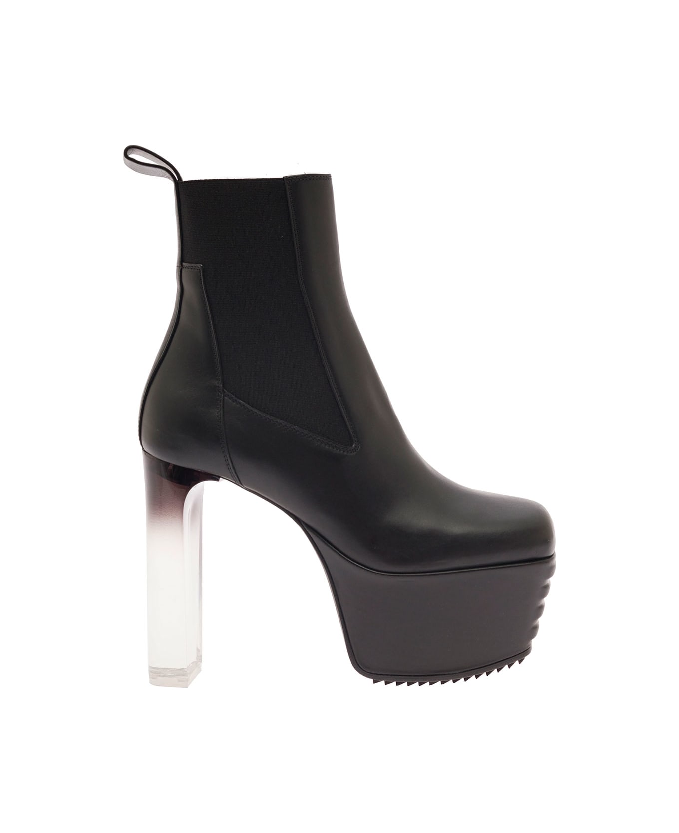 Rick Owens 'minimal Grill Beatle' Black Boots With Trasparent Block Heel And Chunky Platform In Leather Woman - Black