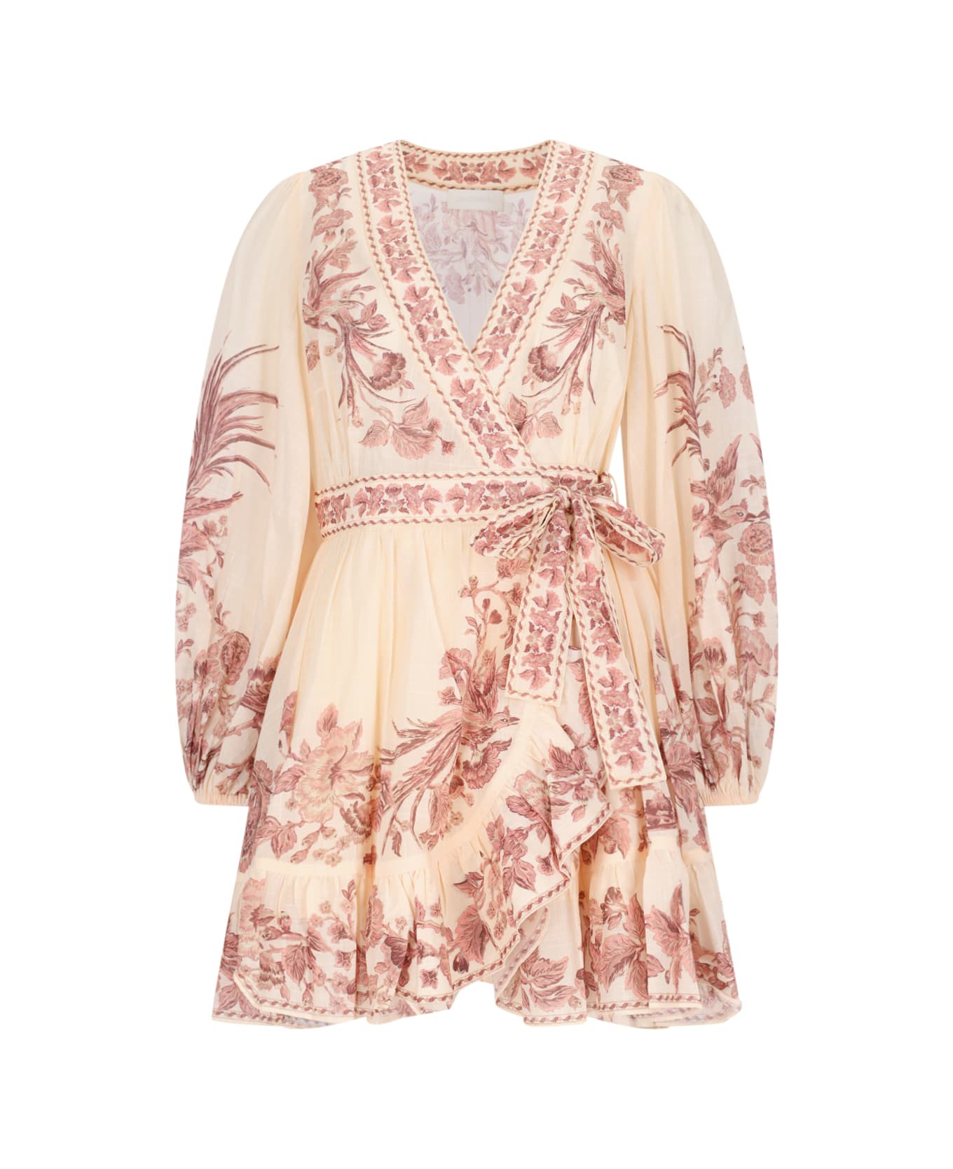 Zimmermann "waverly Wrap" Mini Dress - Crema