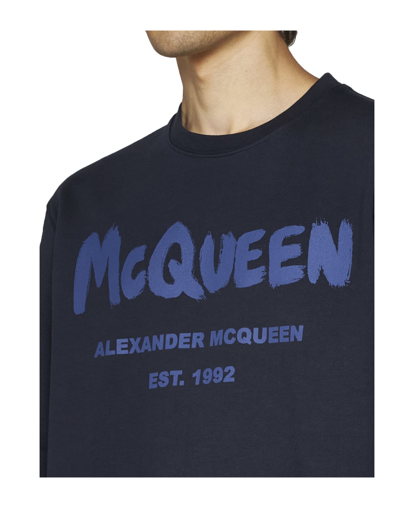 Alexander McQueen Cotton Logo Sweatshirt - Blue フリース