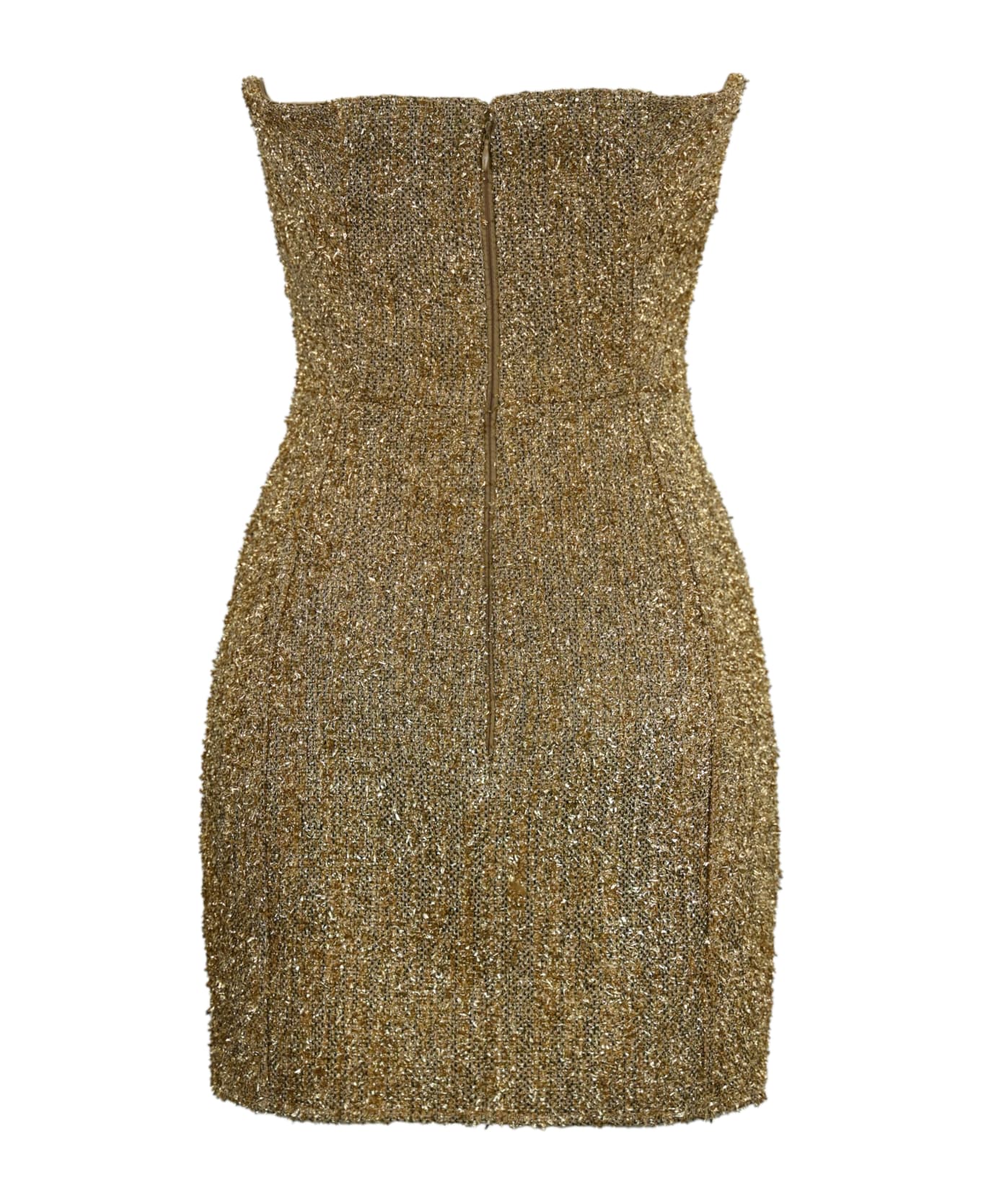 Elisabetta Franchi Gold Lurex Tweed Dress - Oro