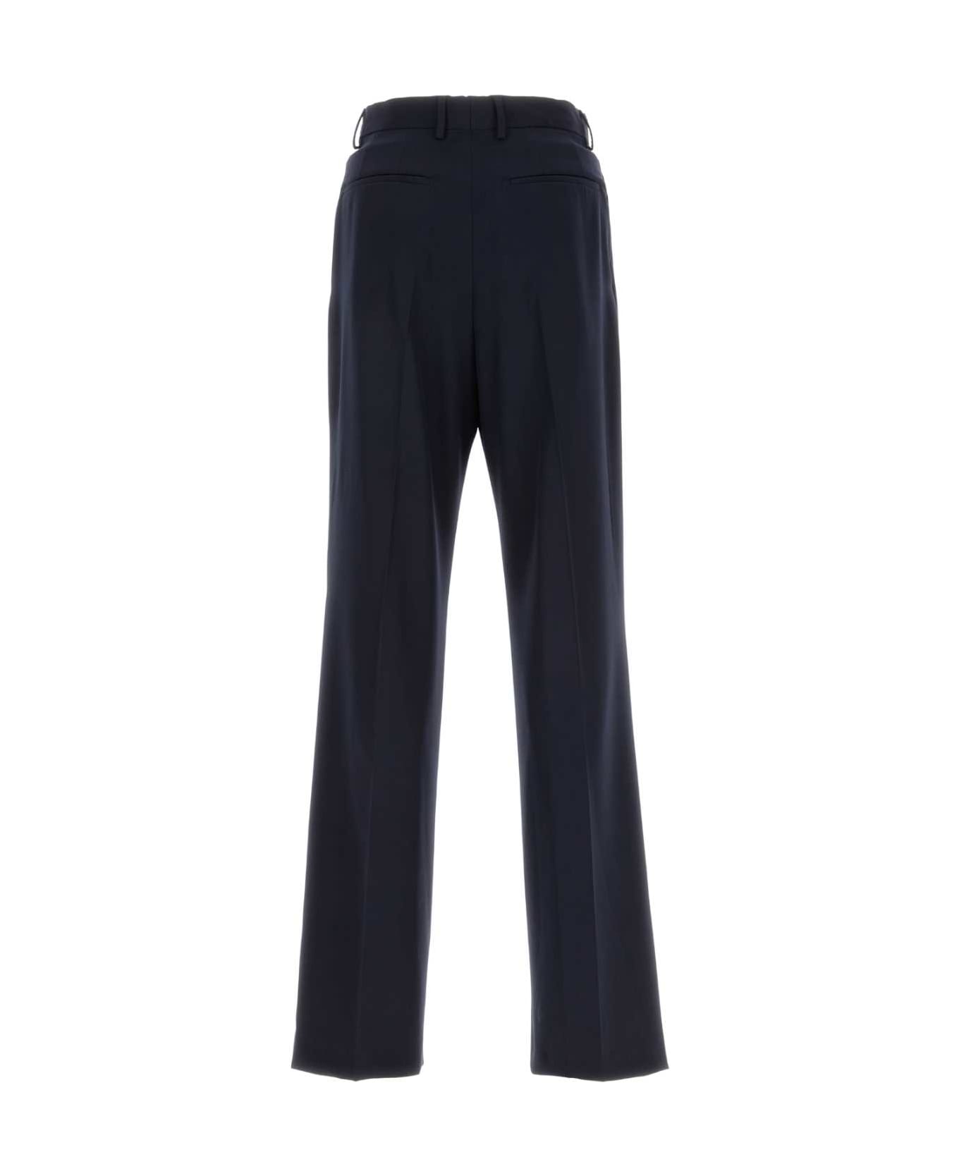 Dries Van Noten Navy Blue Wool Panrom Pant - NAVY