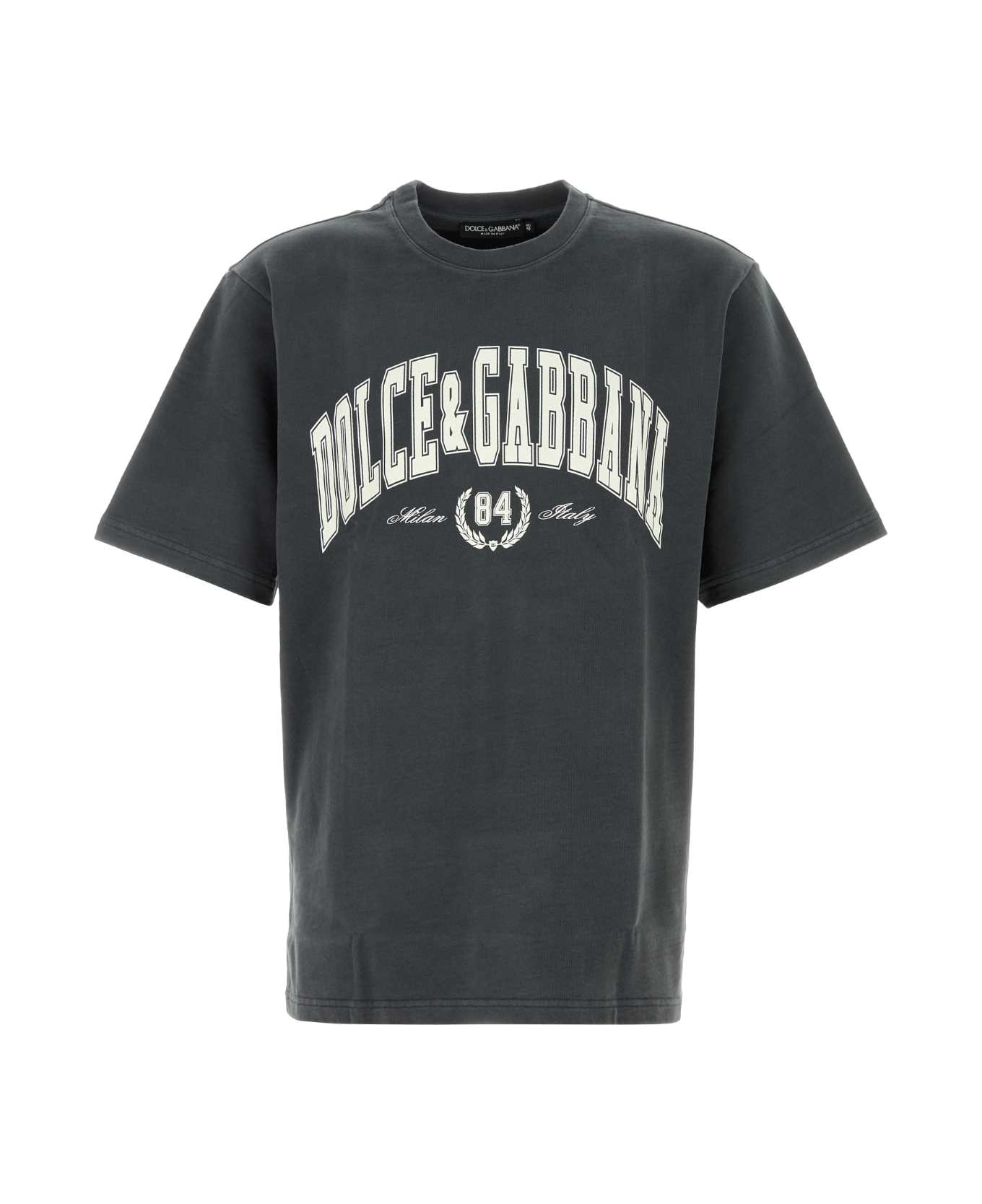Dolce 
Gabbana Charcoal Cotton T-shirt - GRIGIOSCURISSIMO