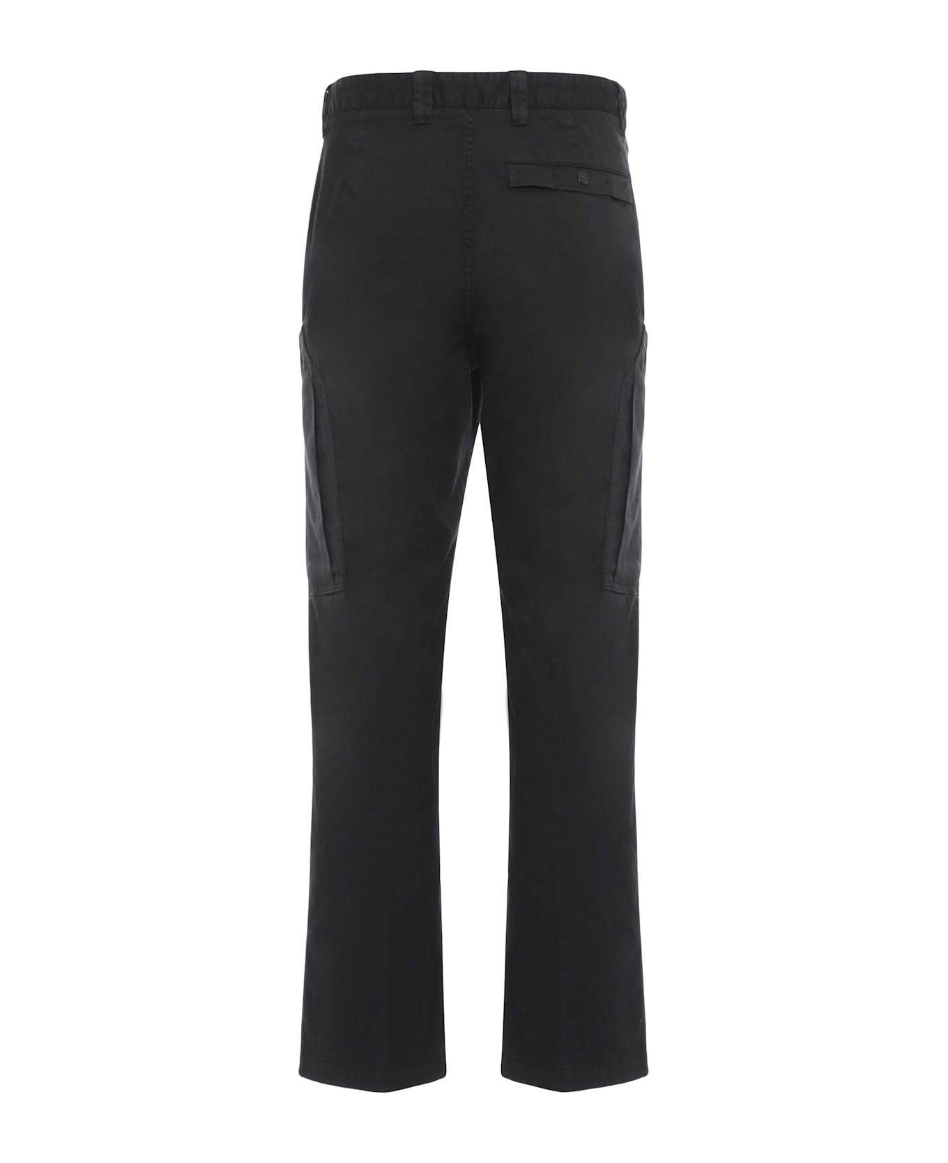 Stone Island Satin Cotton Cargo Pants - black