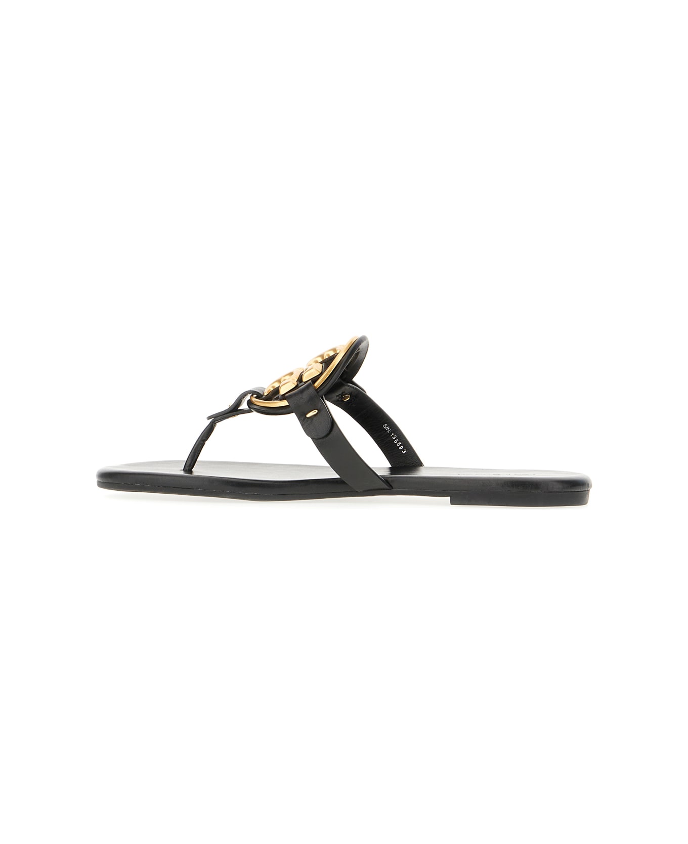 Tory Burch Black Leather Miller Sandals - PERFECT BLACK  GOLD