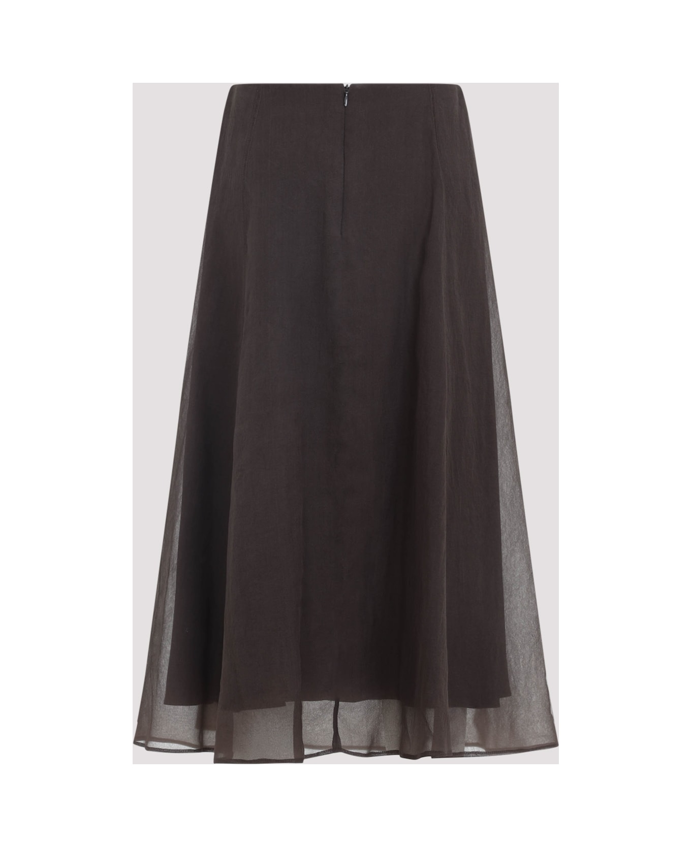 Brunello Cucinelli Silk Midi Skirt - Brown