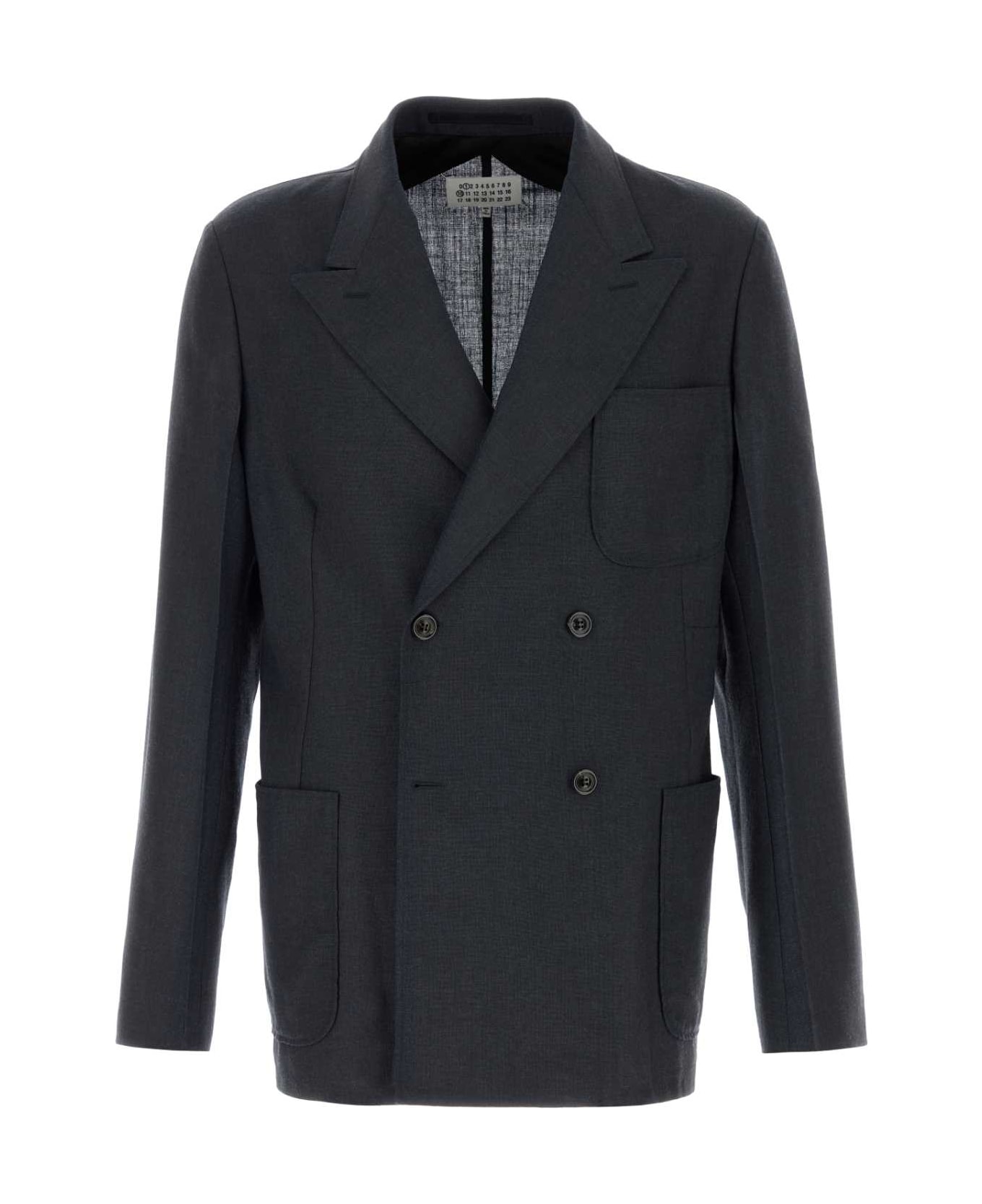 Maison Margiela Denim Blue Wool Blazer - DARKBLU
