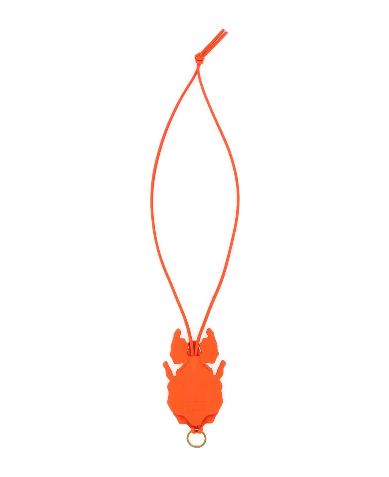 Loewe Dark Orange Leather Leaf Insect Keyring - VIVIDORANGE