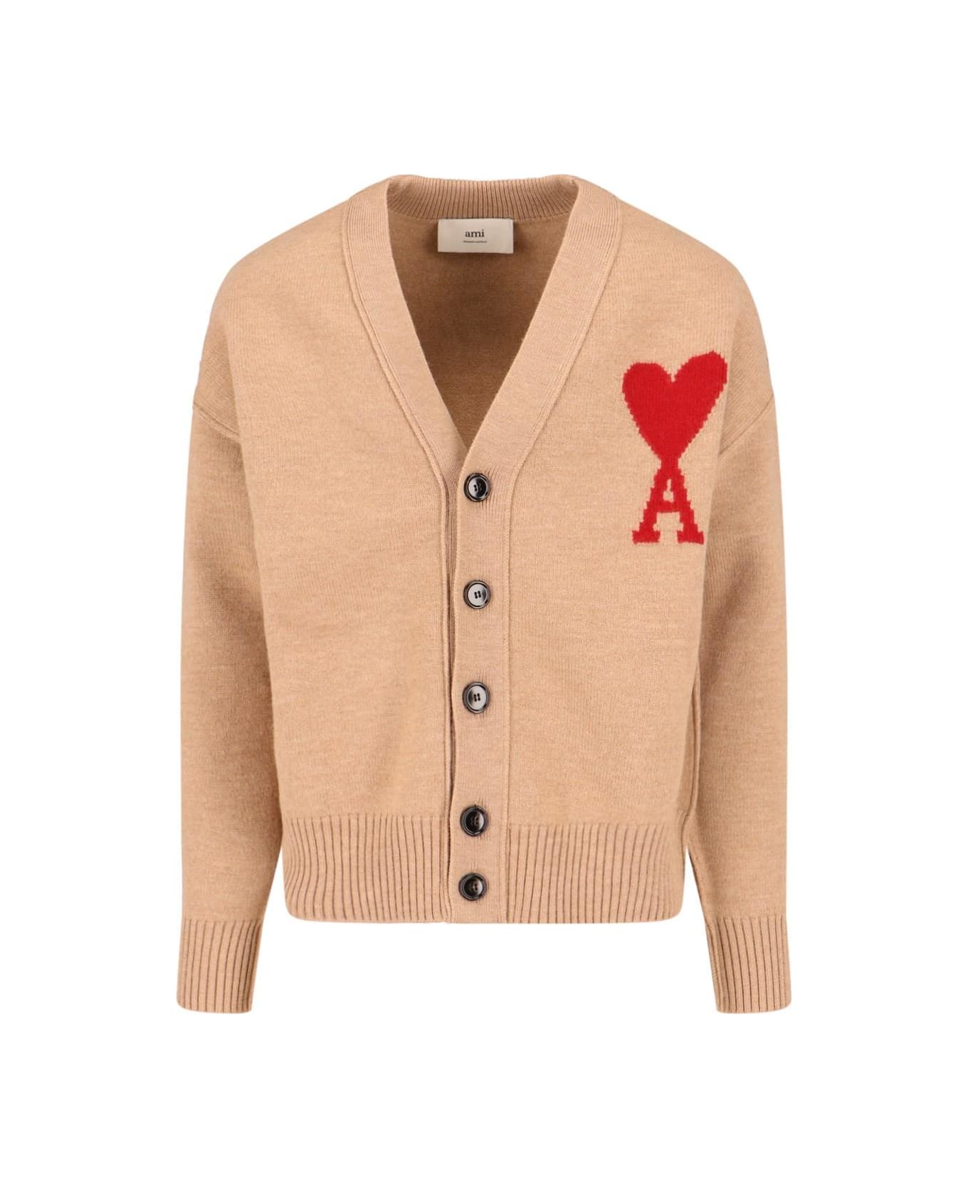 Ami Alexandre Mattiussi 
 De Coeur
 Neckline Cardigan - NEUTRALS
