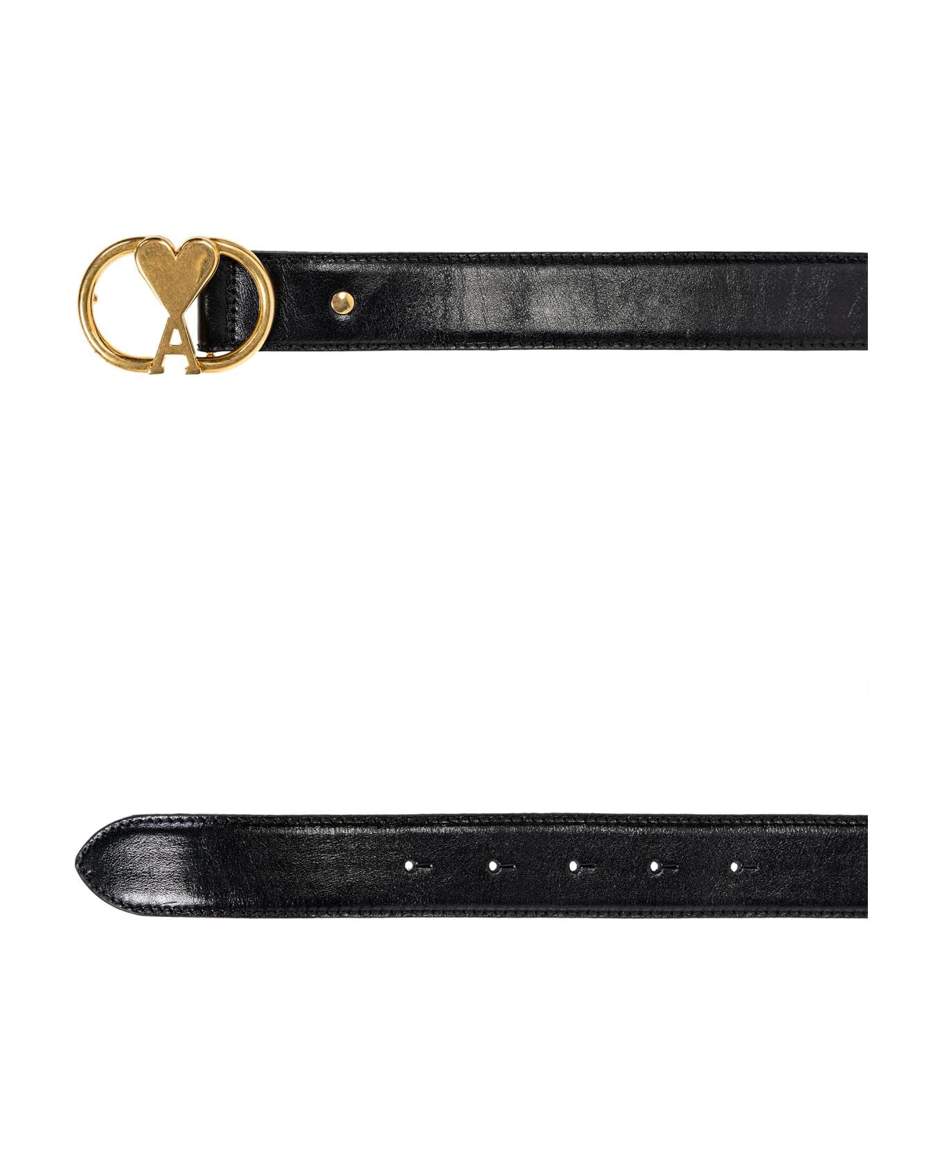 Ami Alexandre Mattiussi Leather Belt - BLACK