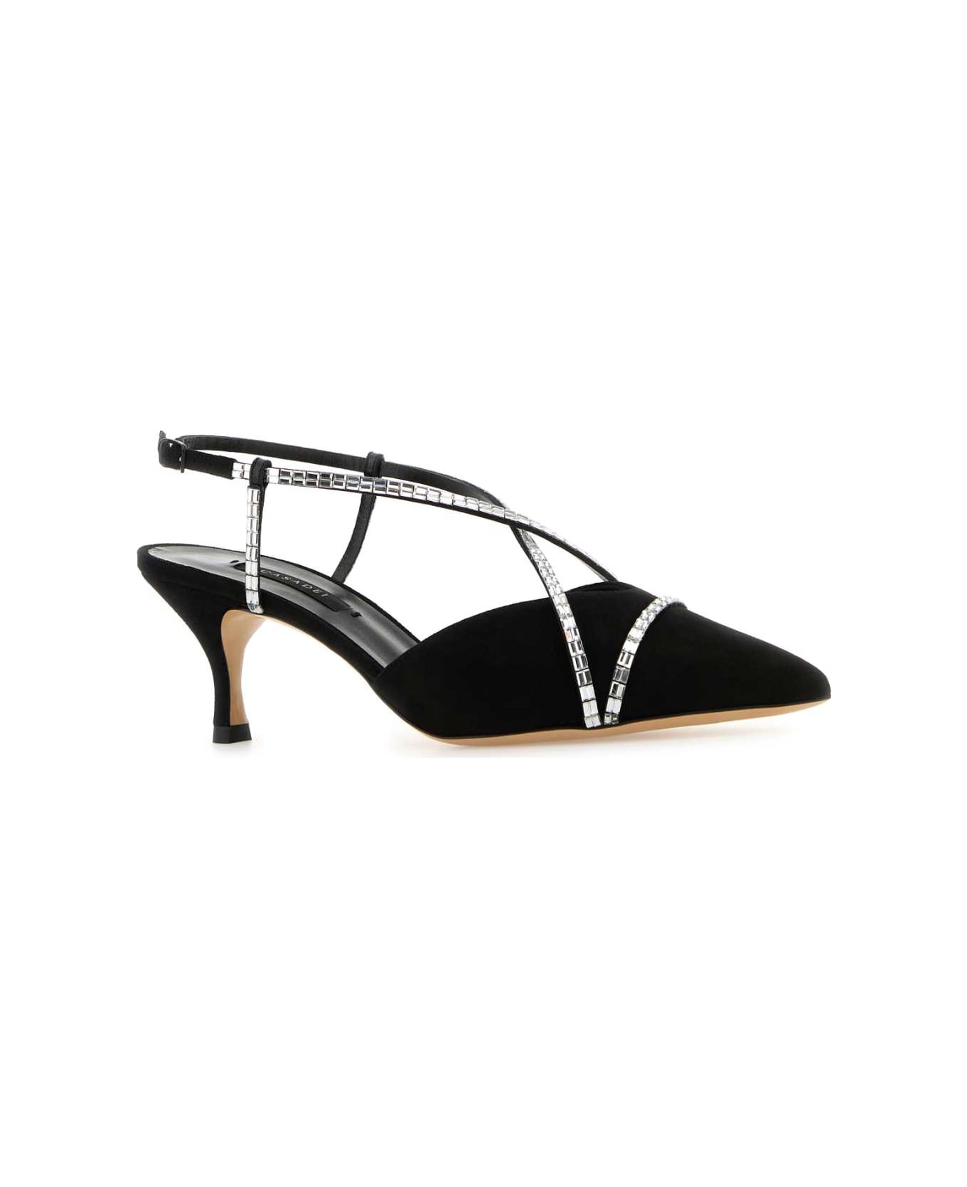 Casadei Black Suede Starsway Julia Pumps - NEROCRISTALLO