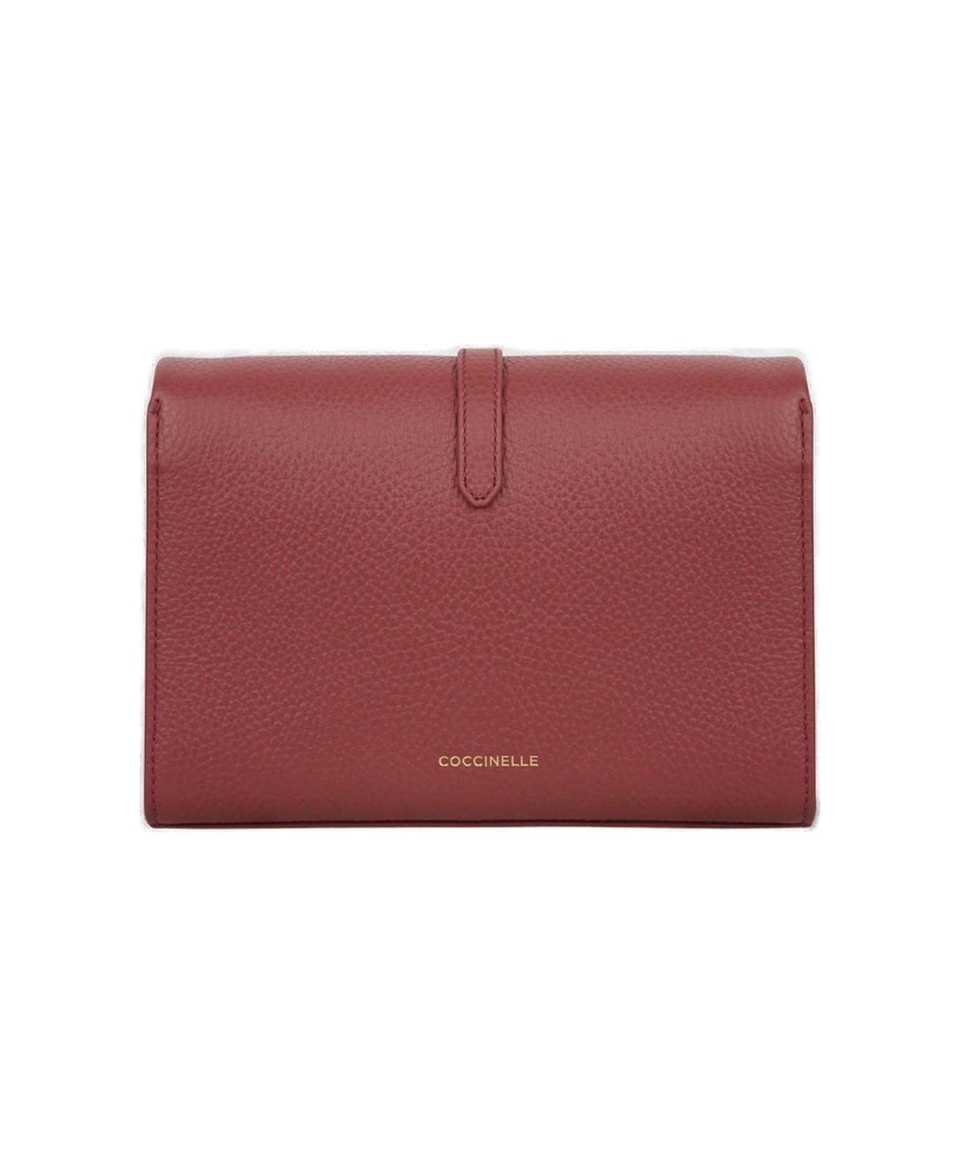 Coccinelle Dorian Logo Stamp Crossbody Bag - Burgundy