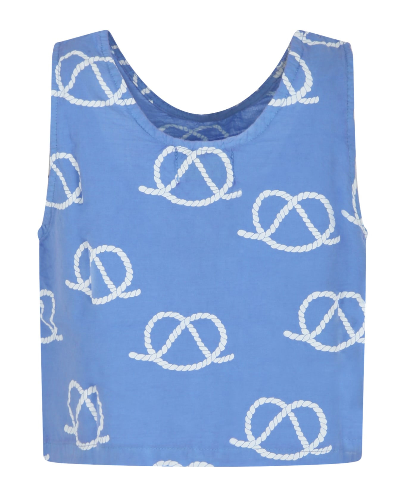 Bobo Choses Sky Blue T-shirt For Girl With Rope Print All-over And Logo - Light Blue Tシャツ＆ポロシャツ