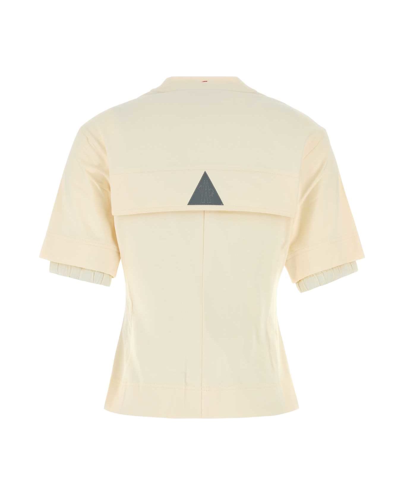 Moncler Grenoble Ivory Stretch Cotton T-shirt - 04A
