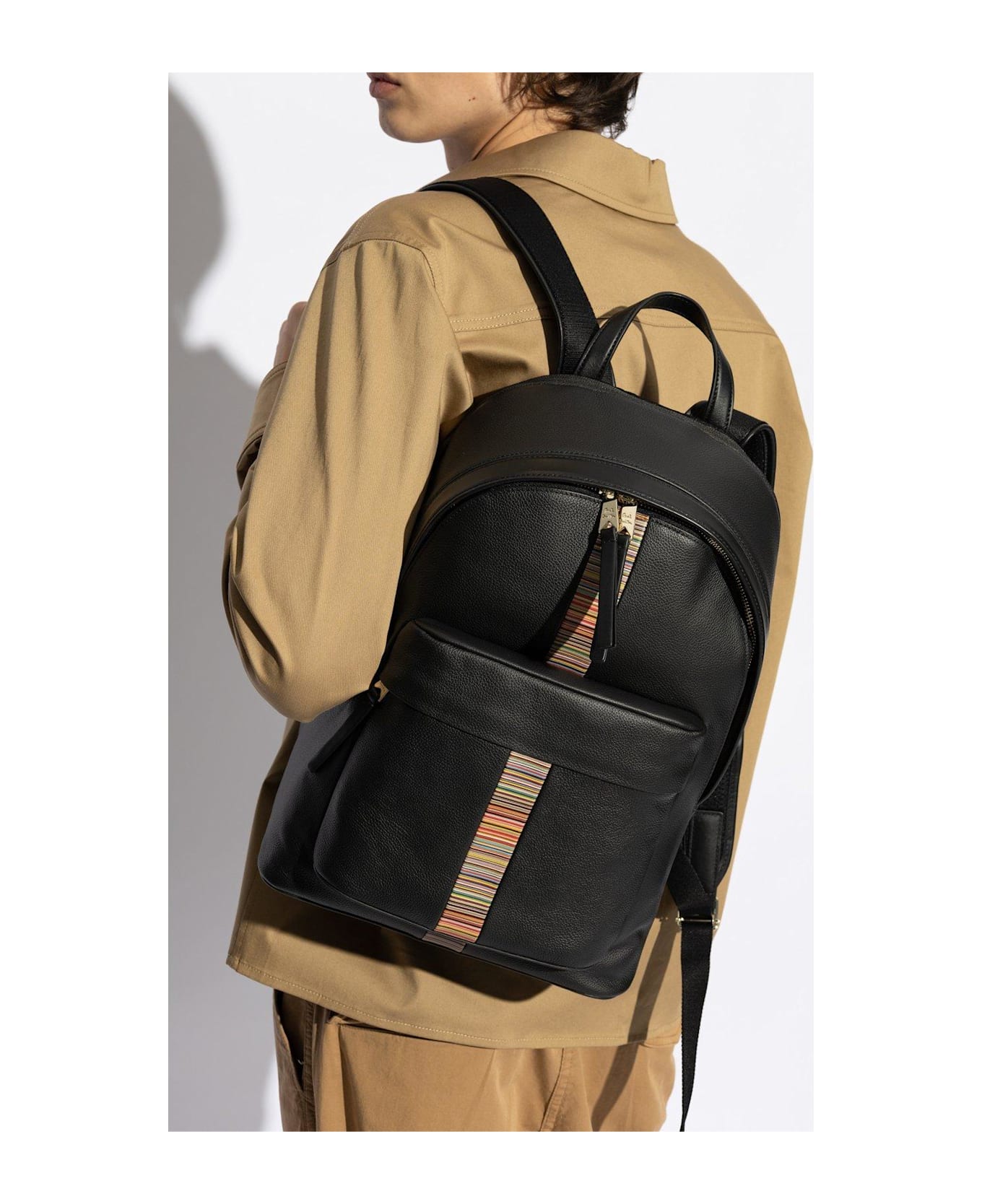 Paul Smith Leather Backpack - BLACK