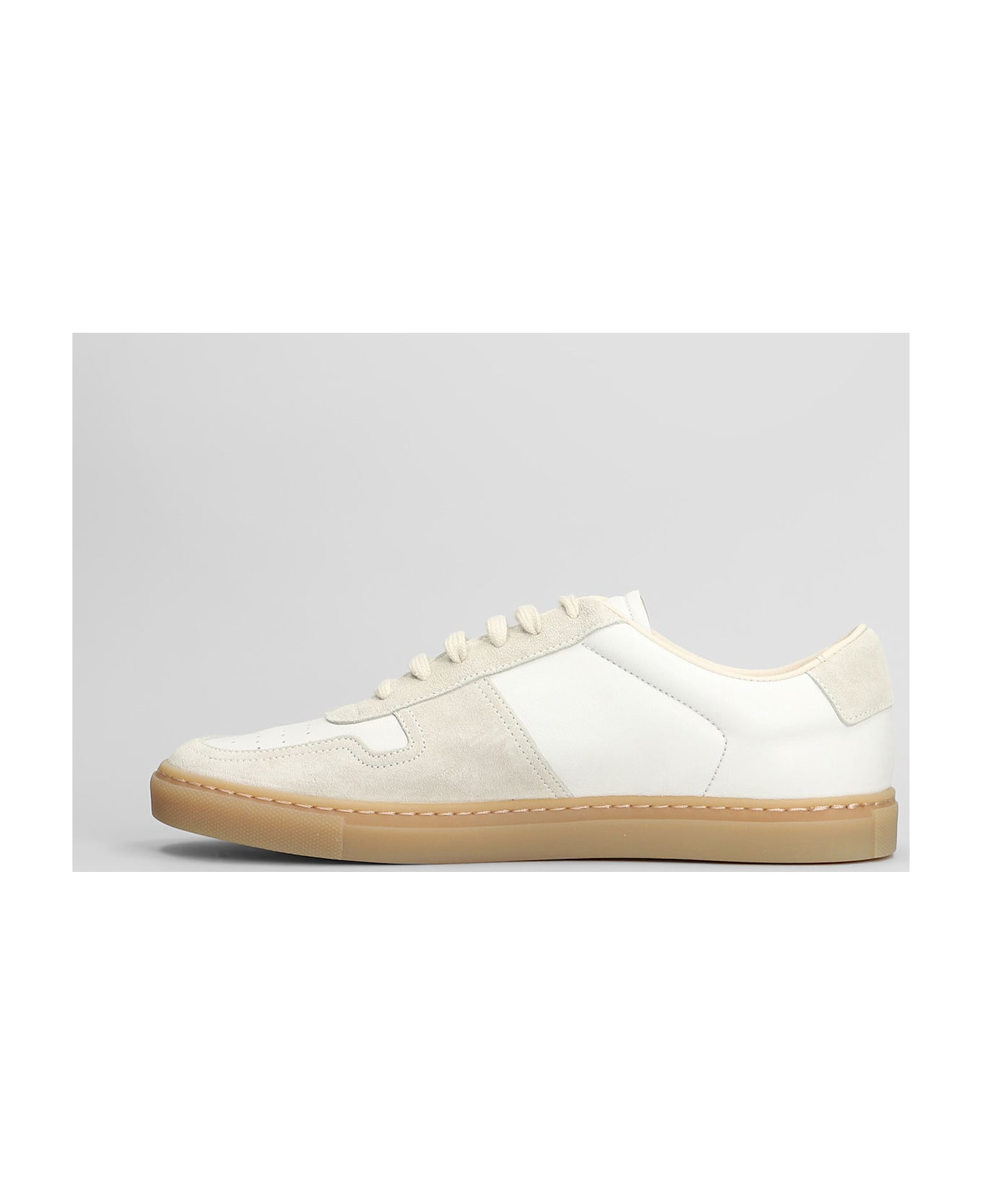 Common Projects Bball Slim Sneakers In White Suede And Leather - white