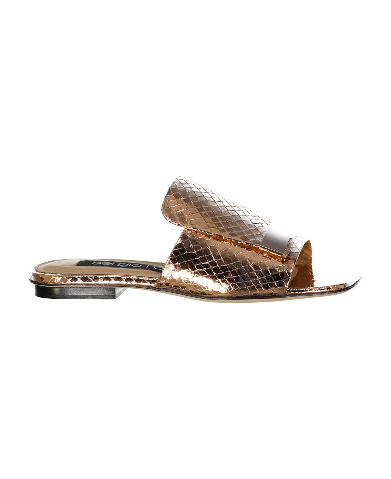 Sergio Rossi Leather Flat Sandals - Rose gold