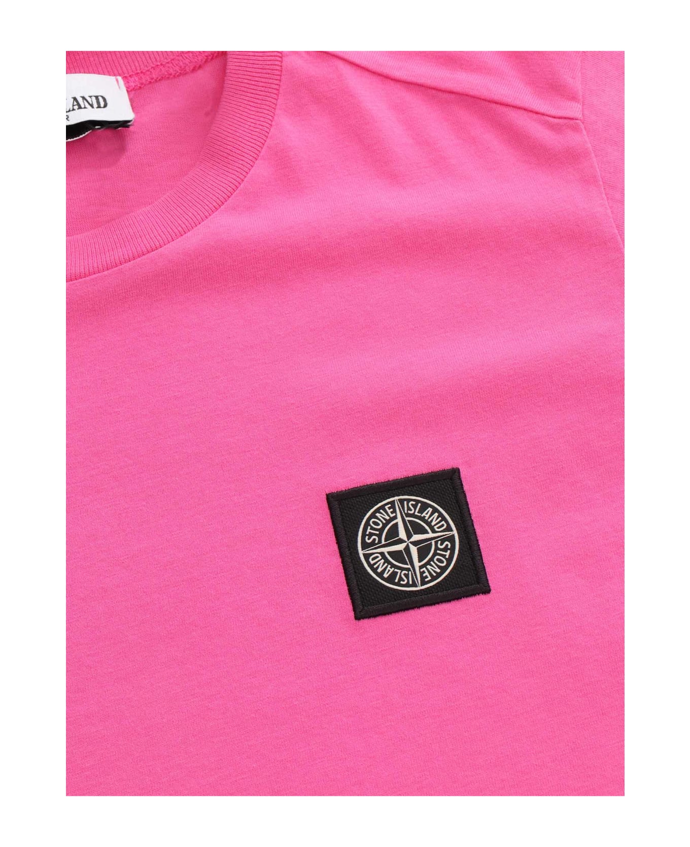 Stone Island Junior Pink T-shirt With Logo - PURPLE
