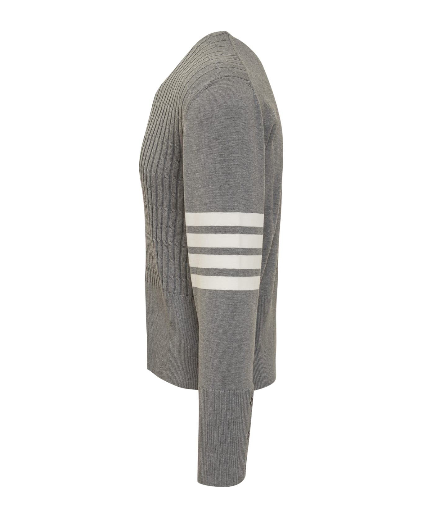 Thom Browne 'placed Baby Cable' Sweater - LT GREY
