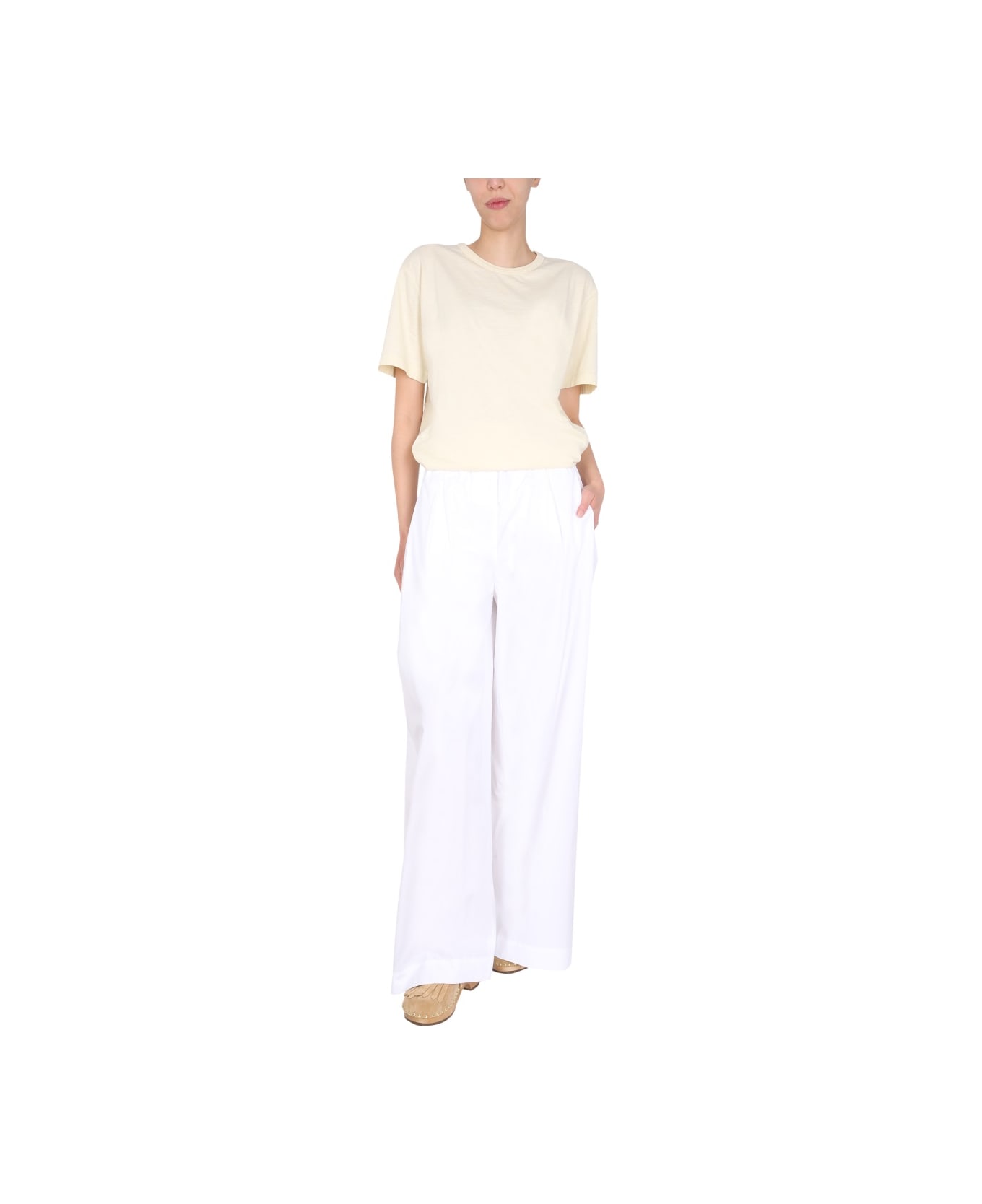 Aspesi Wide Leg Trousers - WHITE