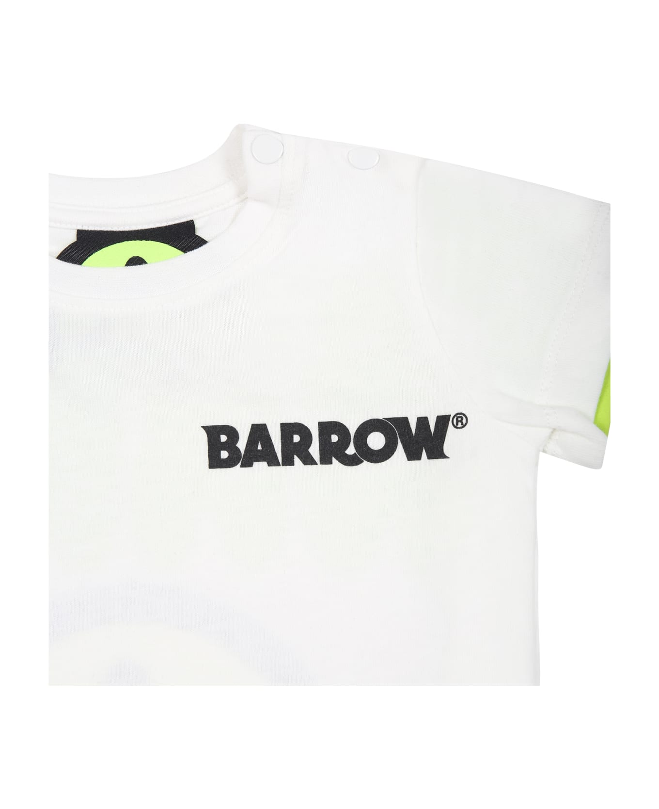 Barrow White Baby T-shirt With Smiley Face - White